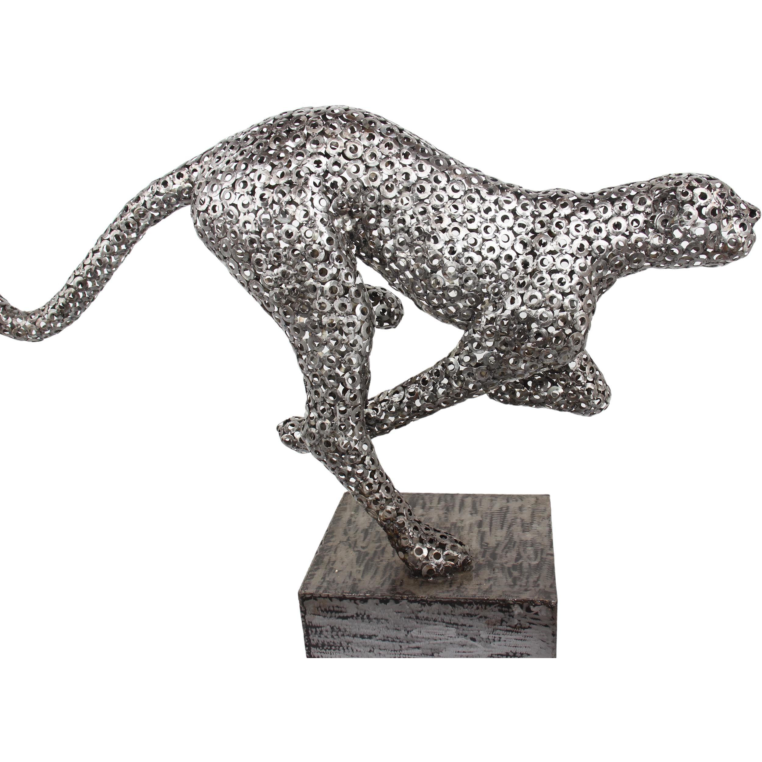 Shona Tribe Metal Cheetah ~45.7" Tall - Metal Cheetah