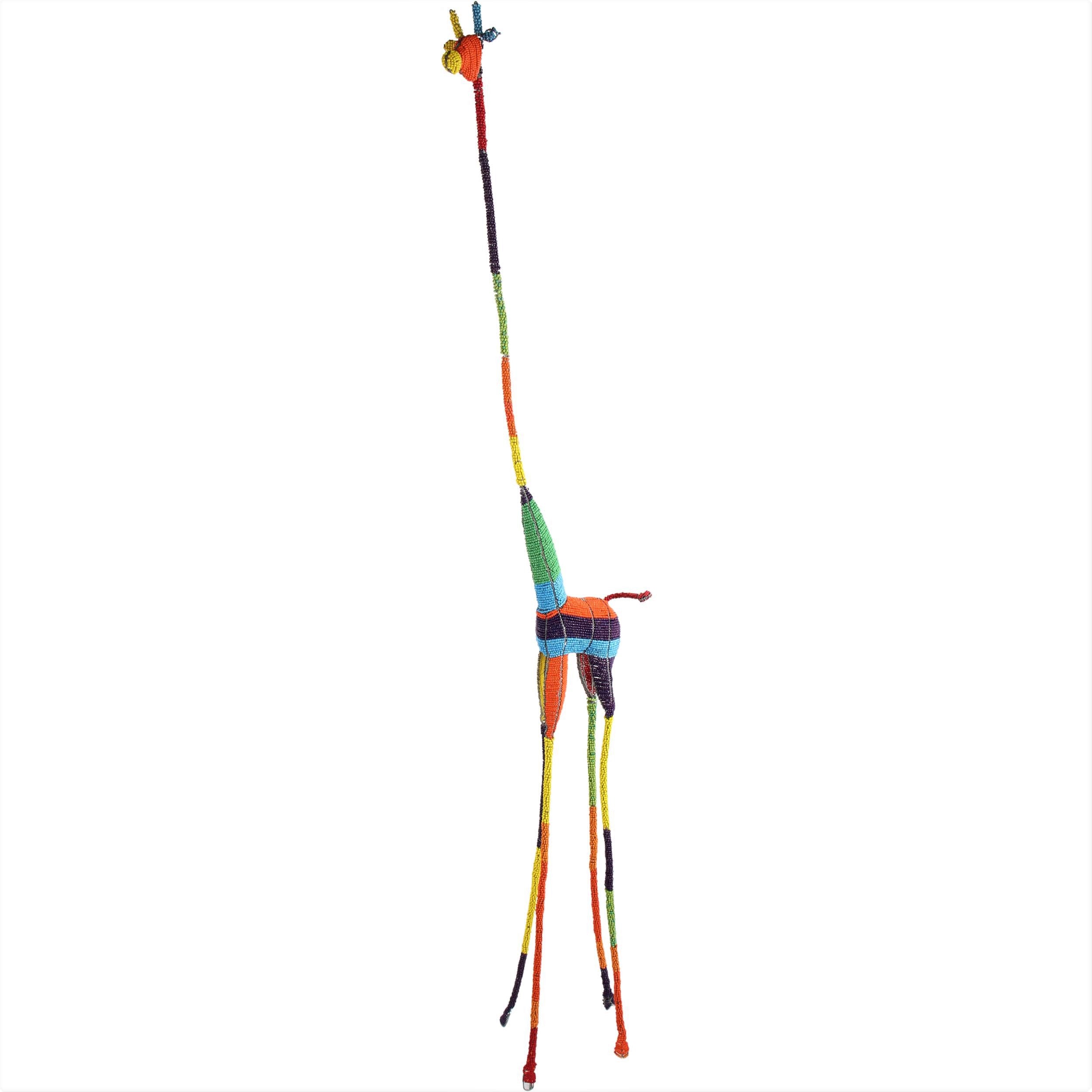 Shona Tribe Wire and Beaded Animals - Giraffe ~73.2" Tall