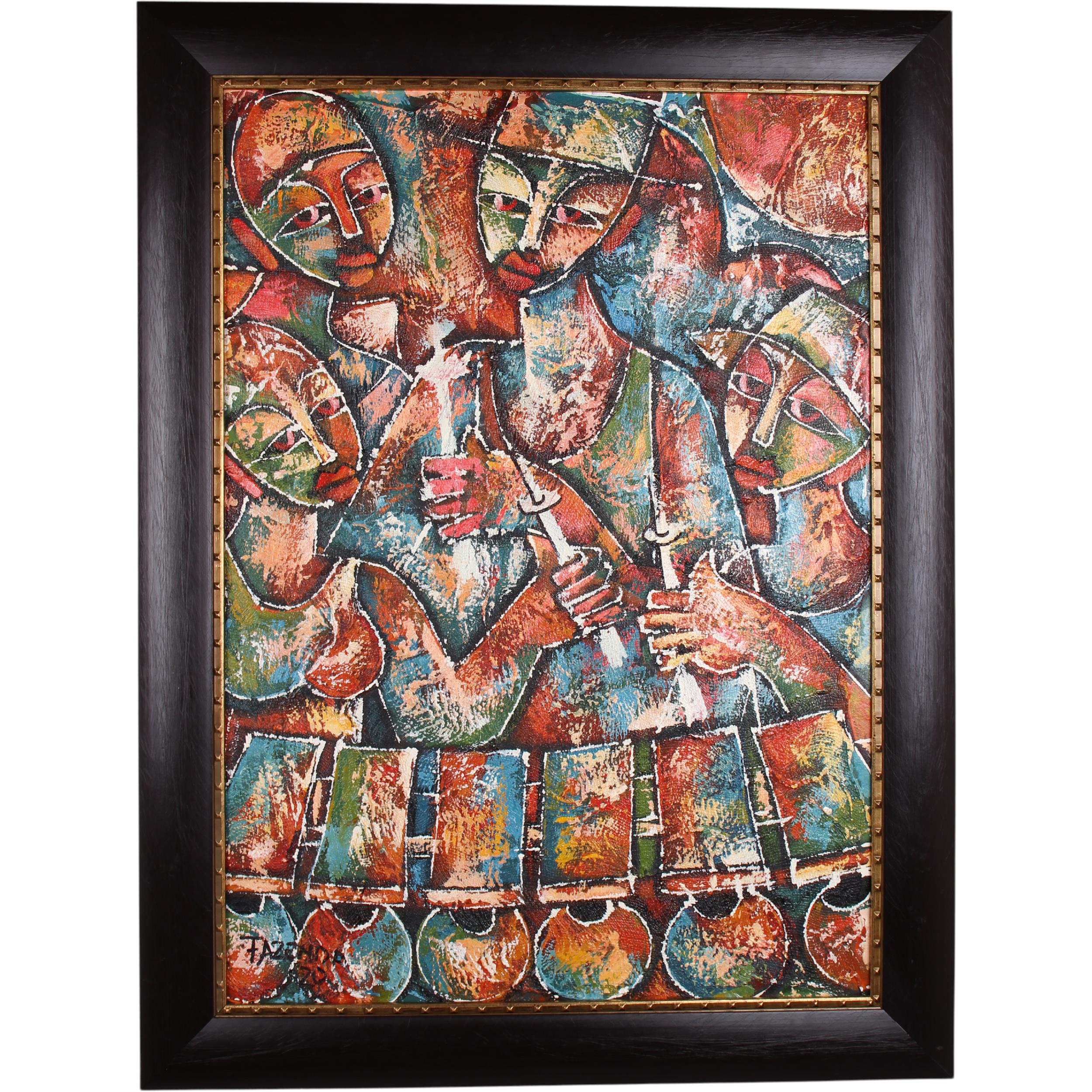 Zulu Tribe Framed Art ~39.4" Tall