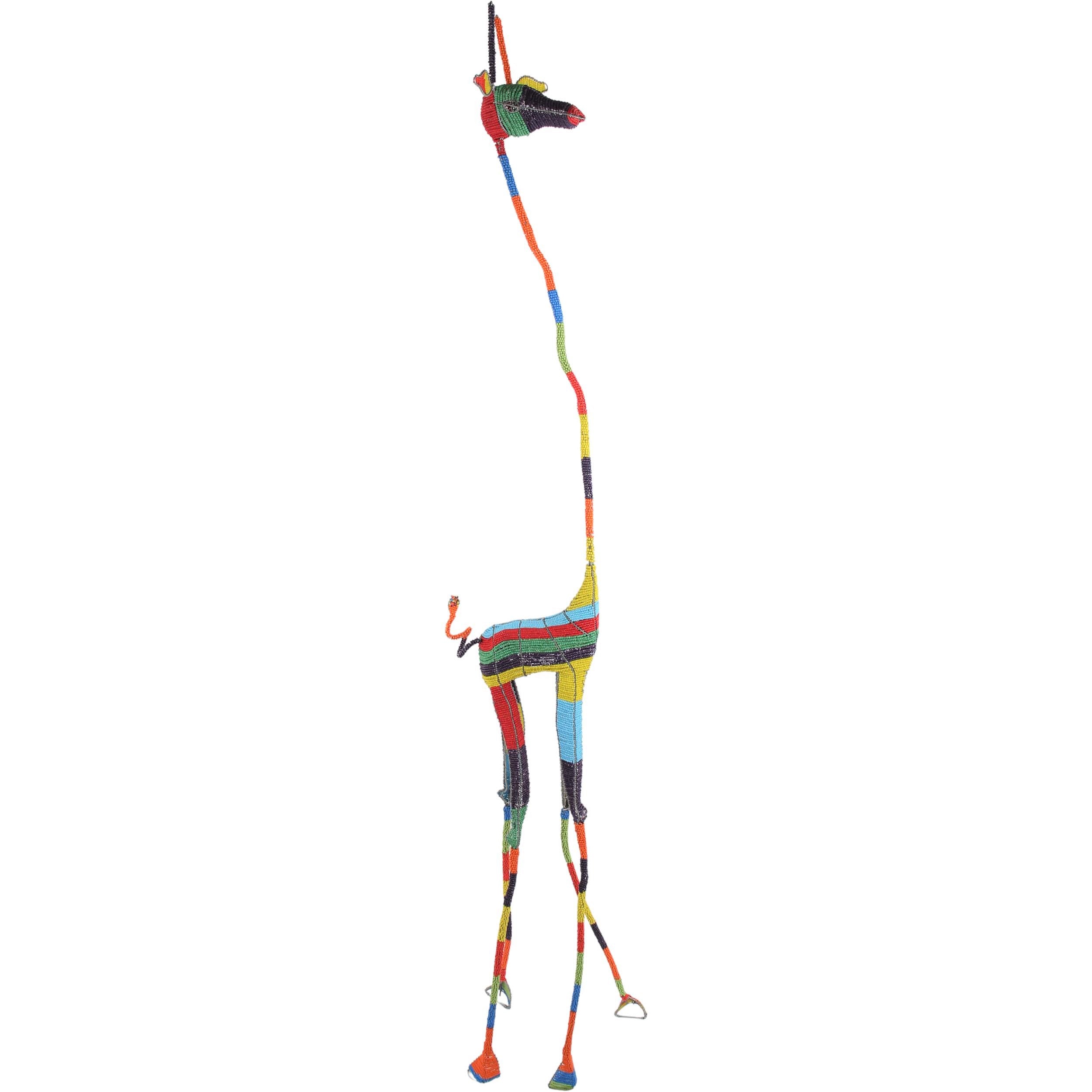 Shona Tribe Wire and Beaded Animals - Giraffe ~78.7" Tall