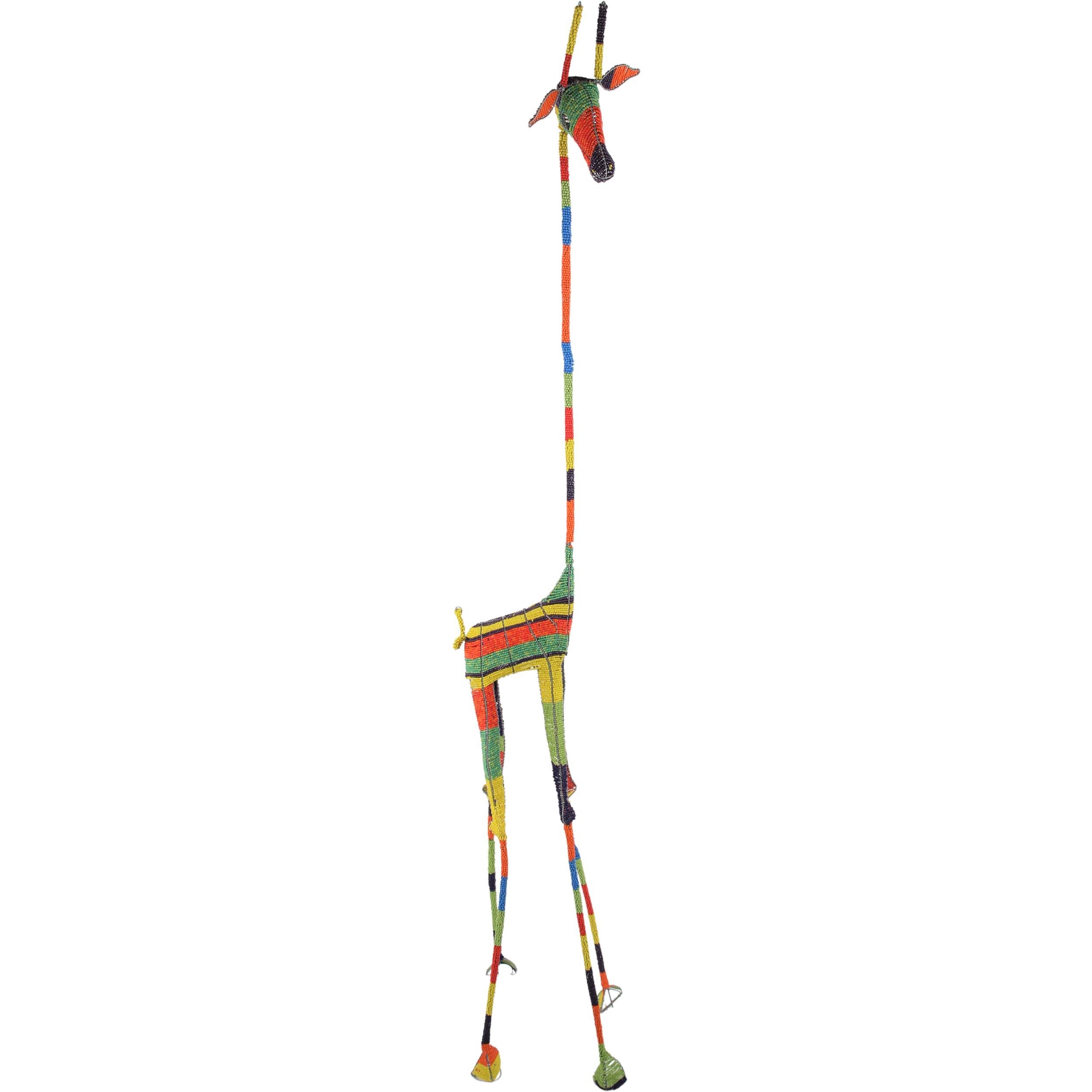 Shona Tribe Wire and Beaded Animals - Giraffe ~78.7" Tall