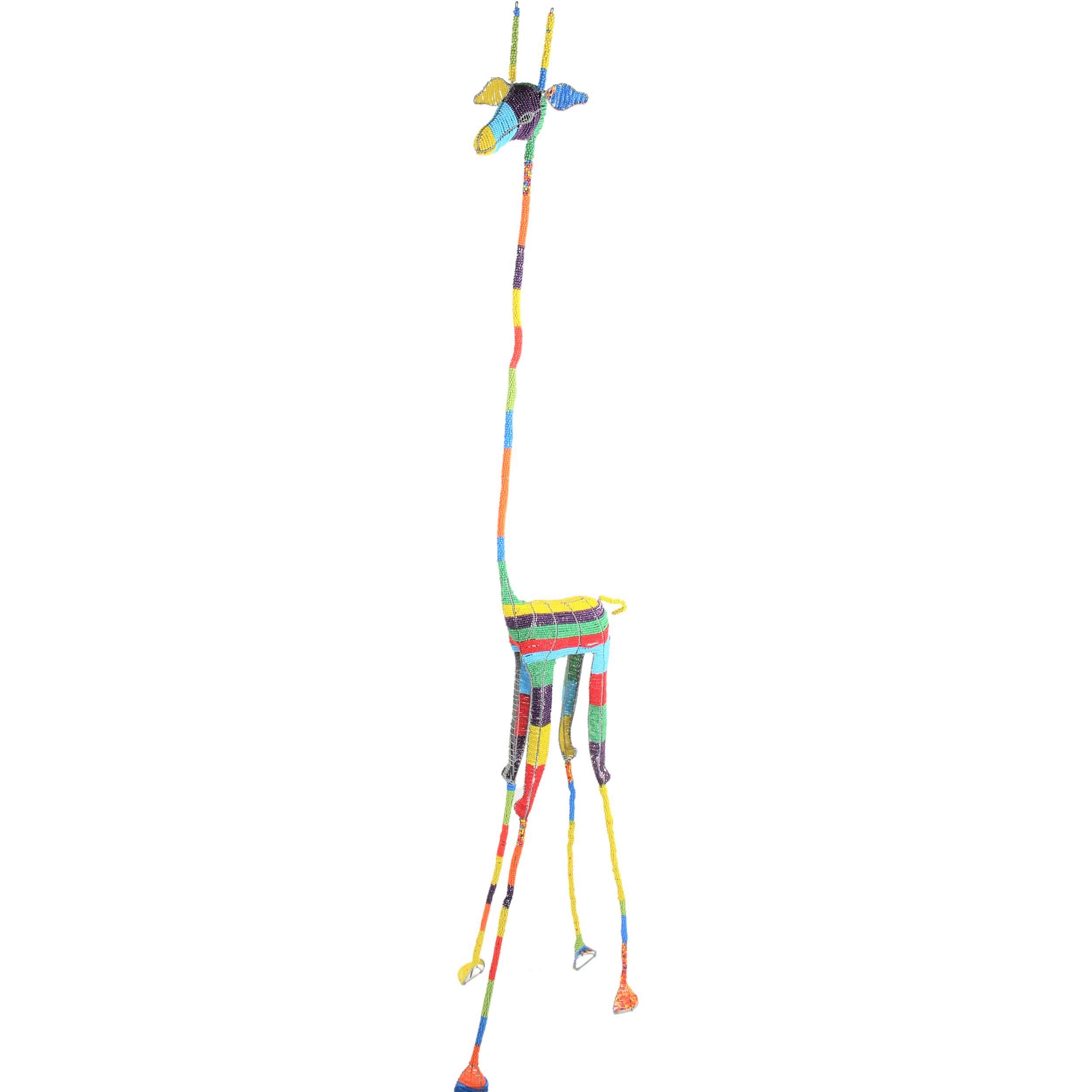 Shona Tribe Wire and Beaded Animals - Giraffe ~78.7" Tall