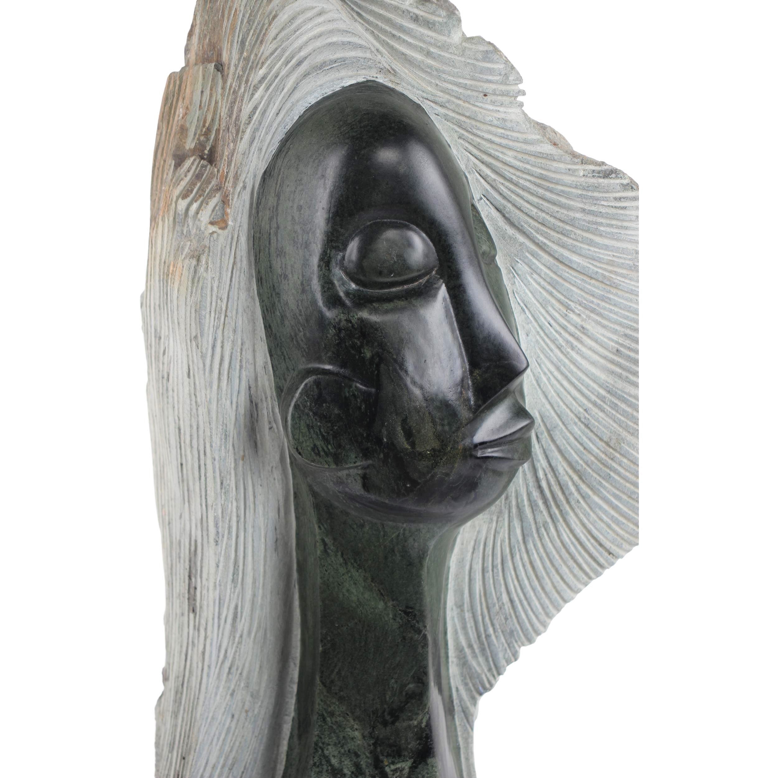Shona Tribe Opal Stone Princess ~30.7" Tall - Sculpture & Statuary