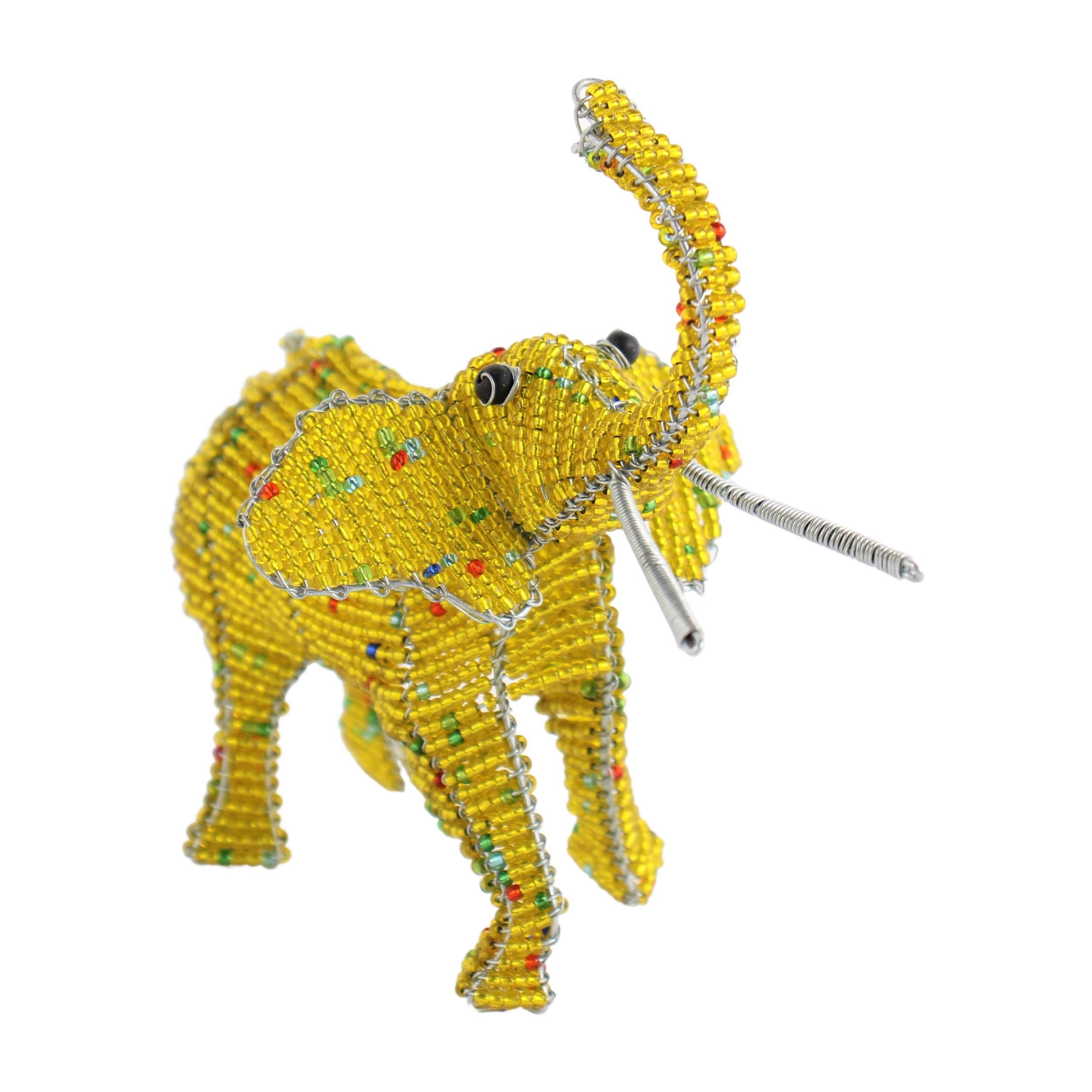 Shona Tribe Wire and Beaded Animals - Elephant ~5.9" Tall