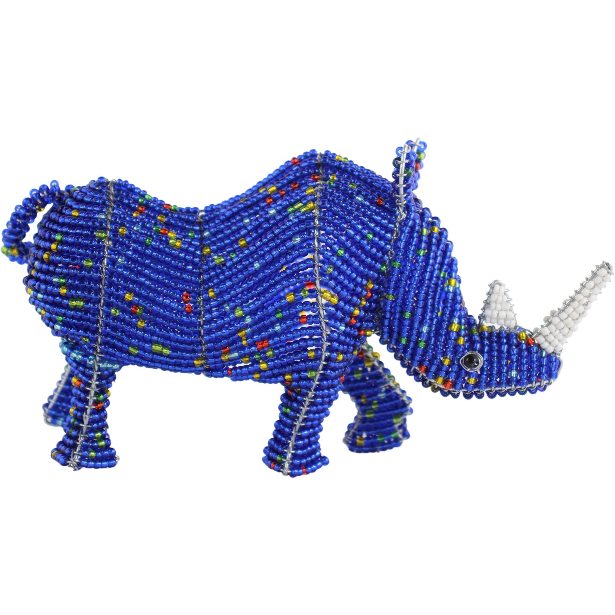 Shona Tribe Wire and Beaded Animals - Rhino ~5.9" Tall
