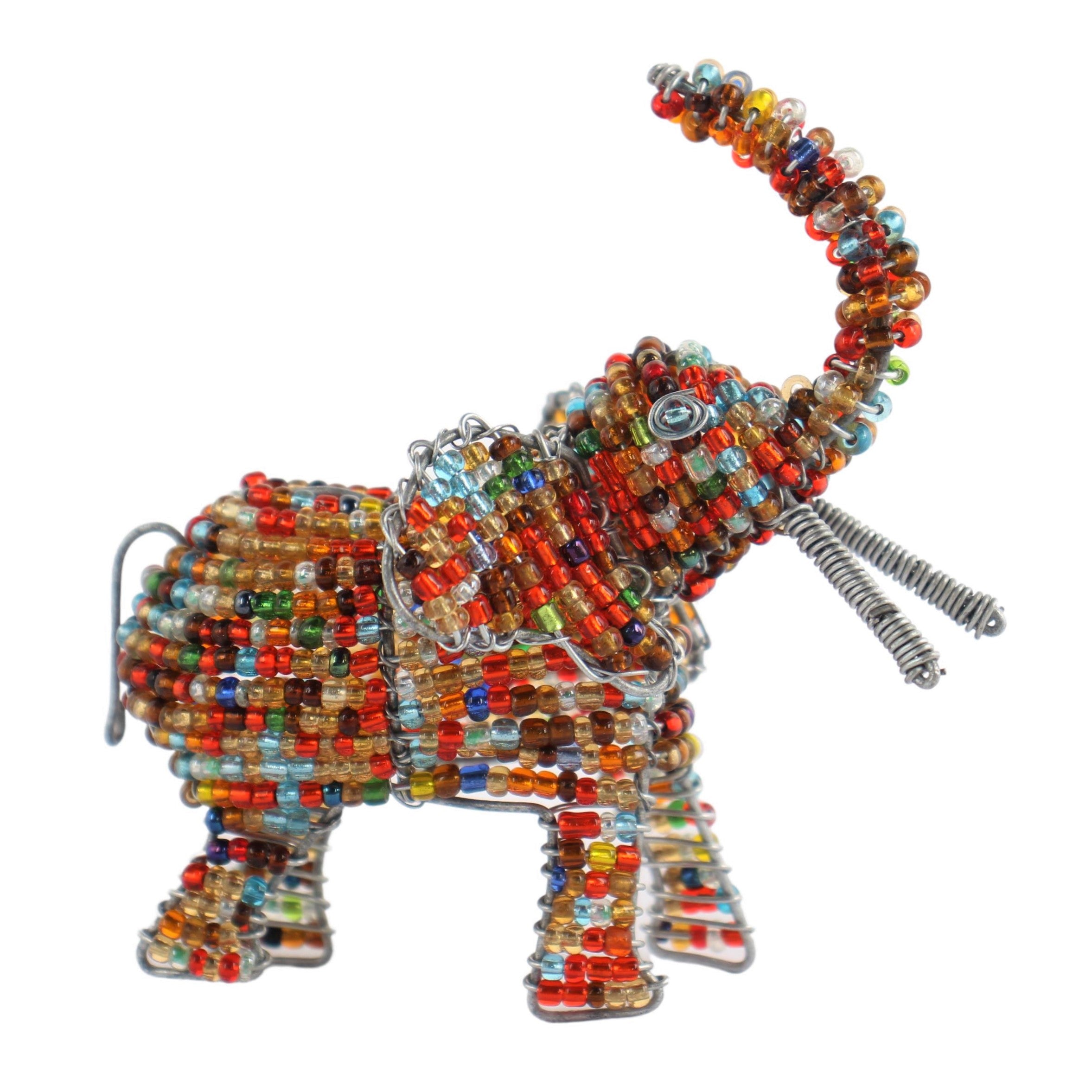 Shona Tribe Wire and Beaded Animals - Elephant ~3.9" Tall - Wire and Beaded Animals
