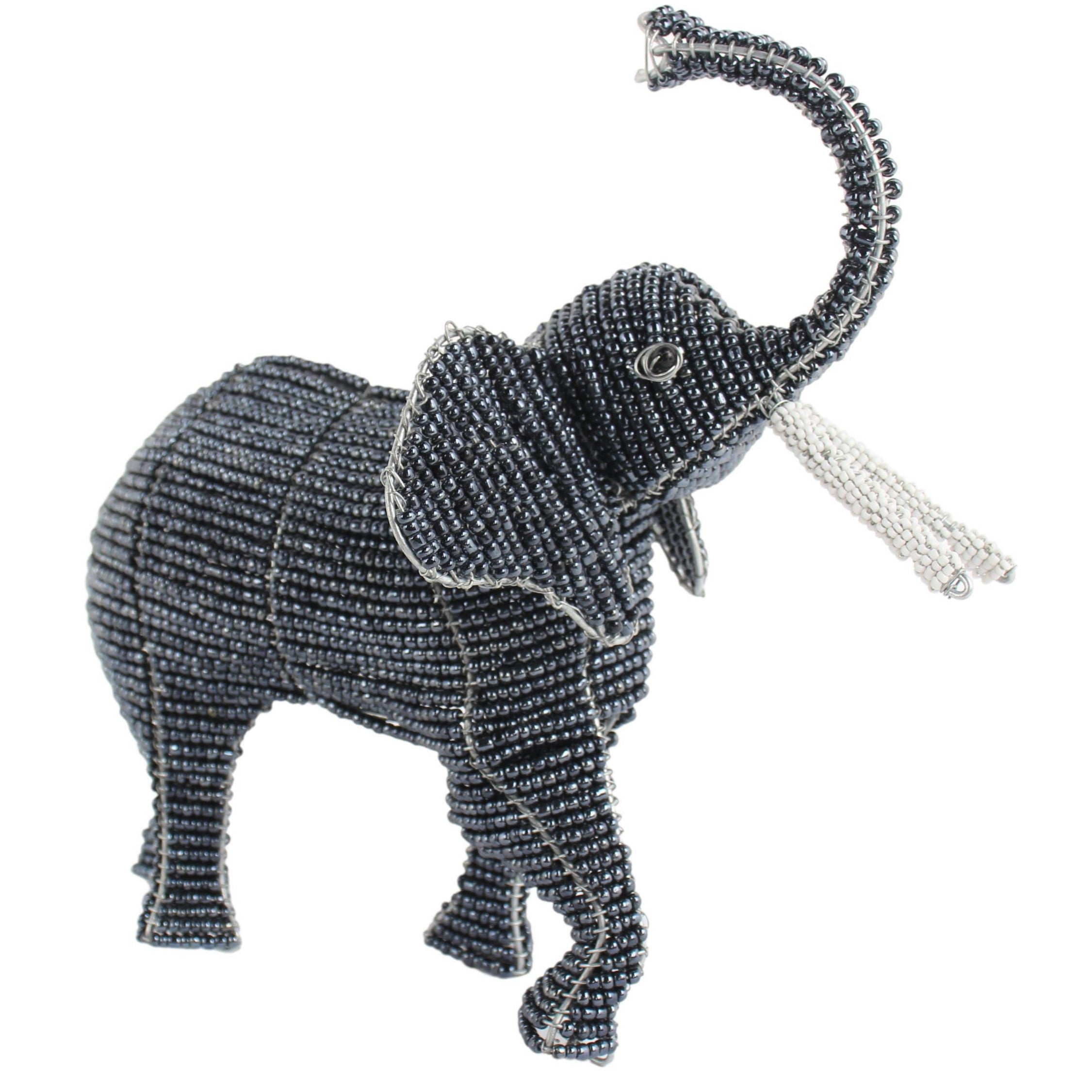 Shona Tribe Wire and Beaded Animals - Elephant ~9.8" Tall