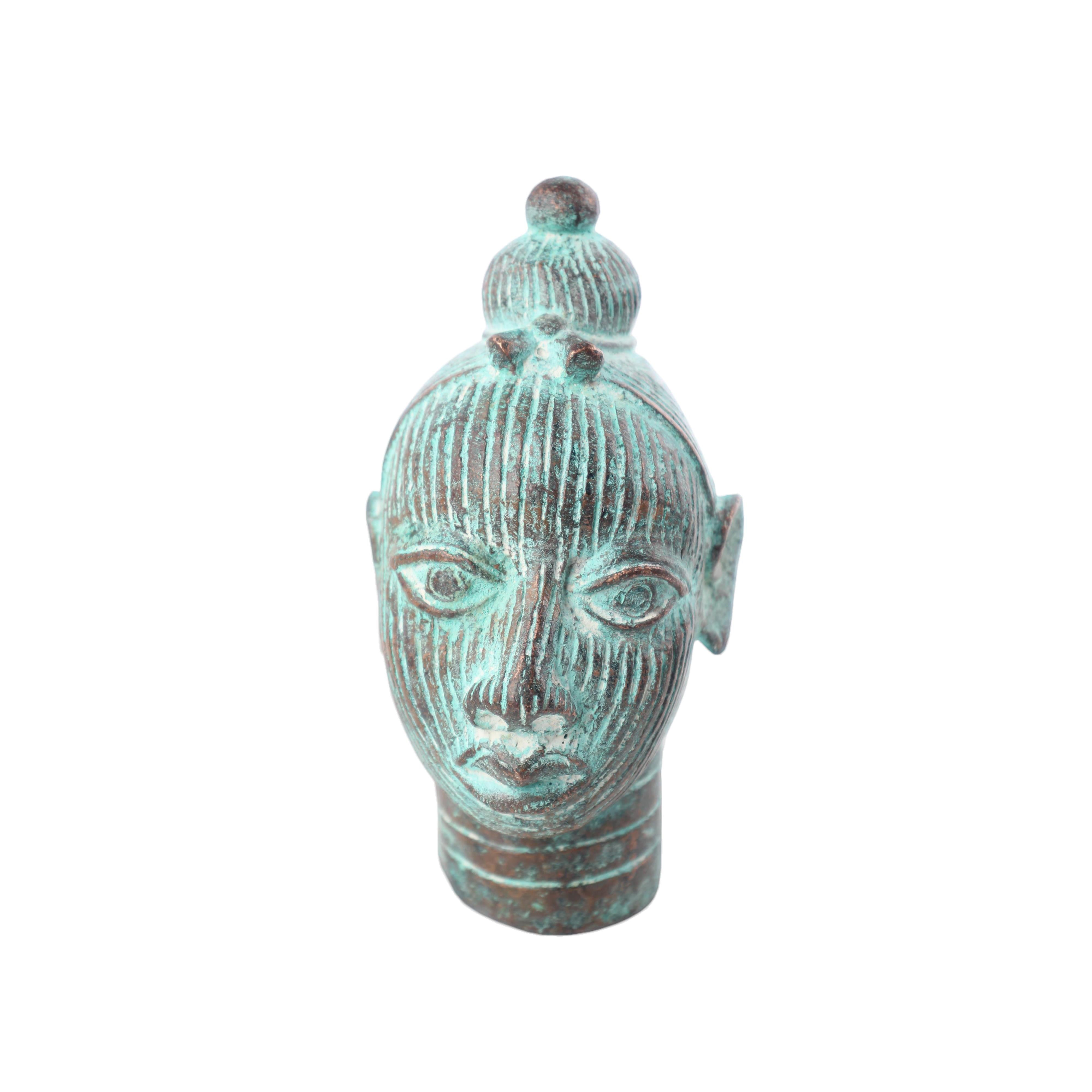 Yoruba Tribe Ife Bronze Head Sculpture ~6.7" Tall