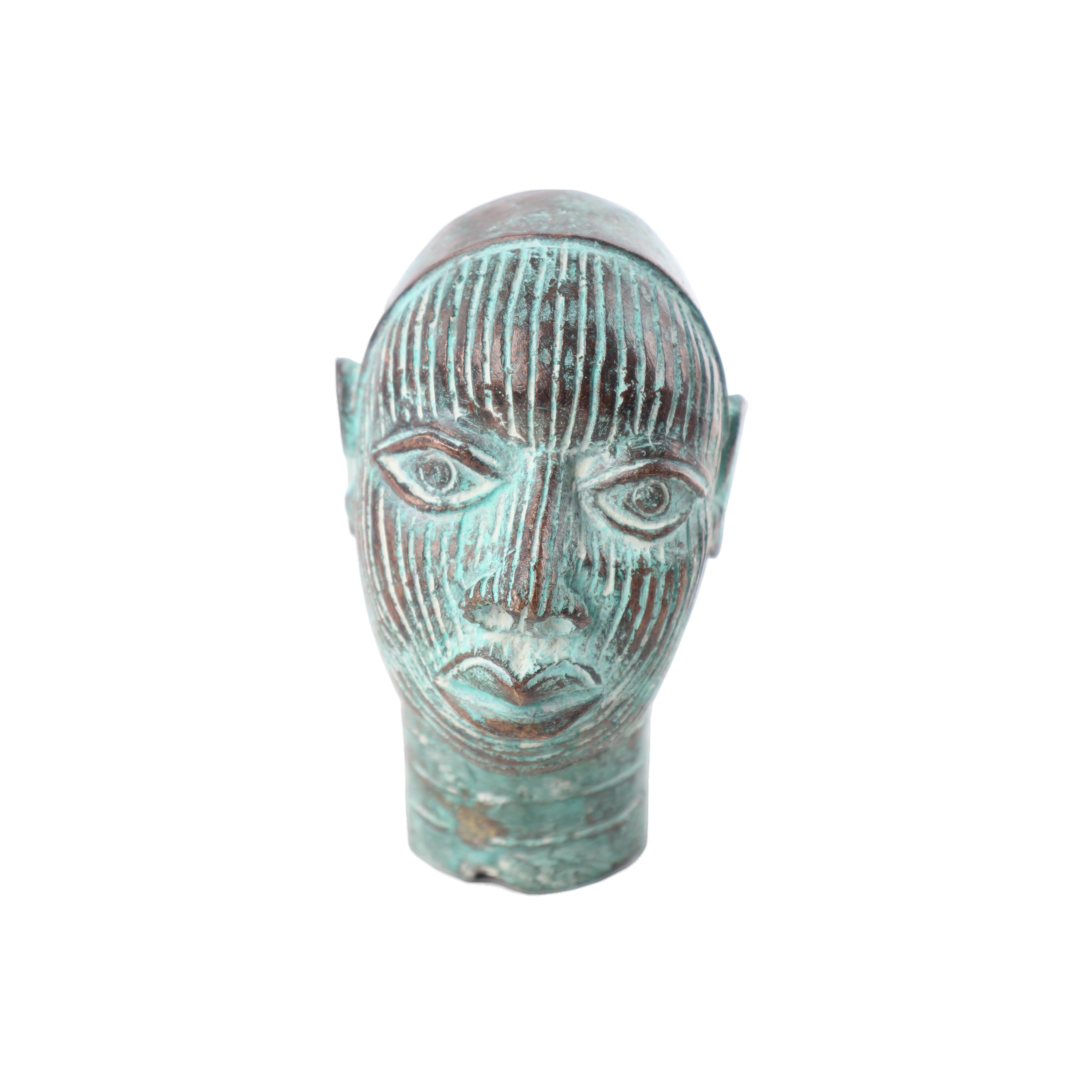 Yoruba Tribe Ife Bronze Head Sculpture ~6.7" Tall