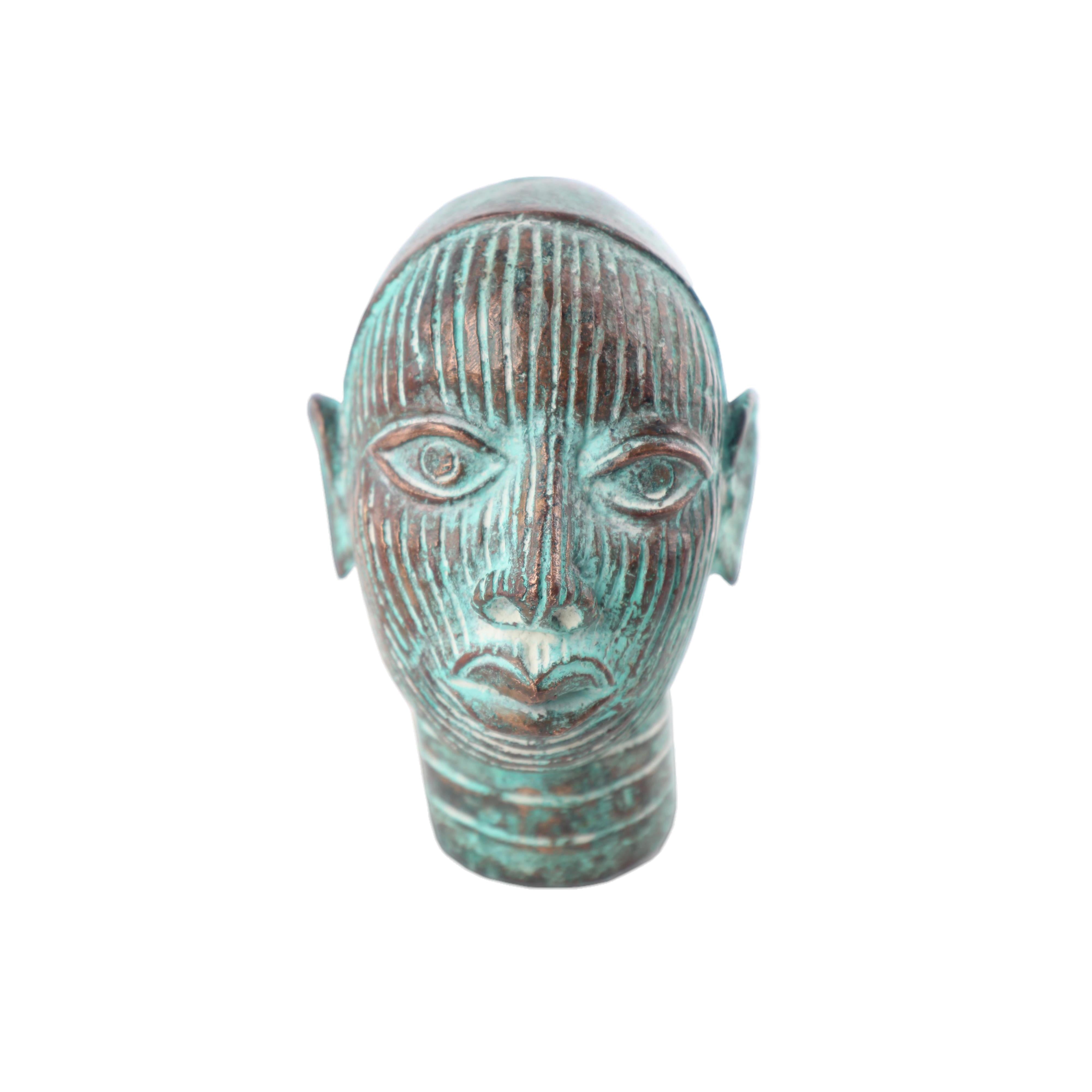 Yoruba Tribe Ife Bronze Head Sculpture ~6.7" Tall