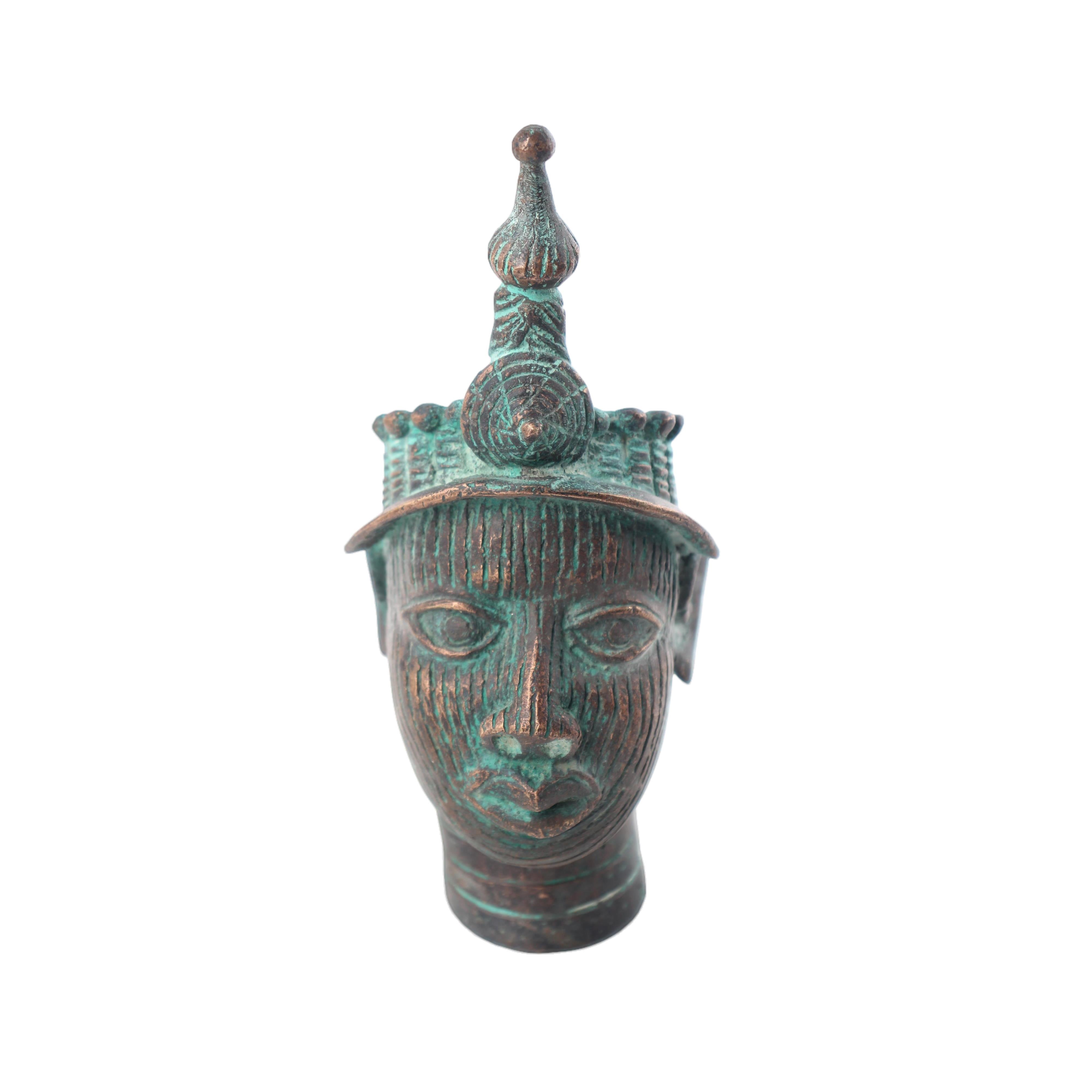 Yoruba Tribe Ife Bronze Head Sculpture ~7.5" Tall