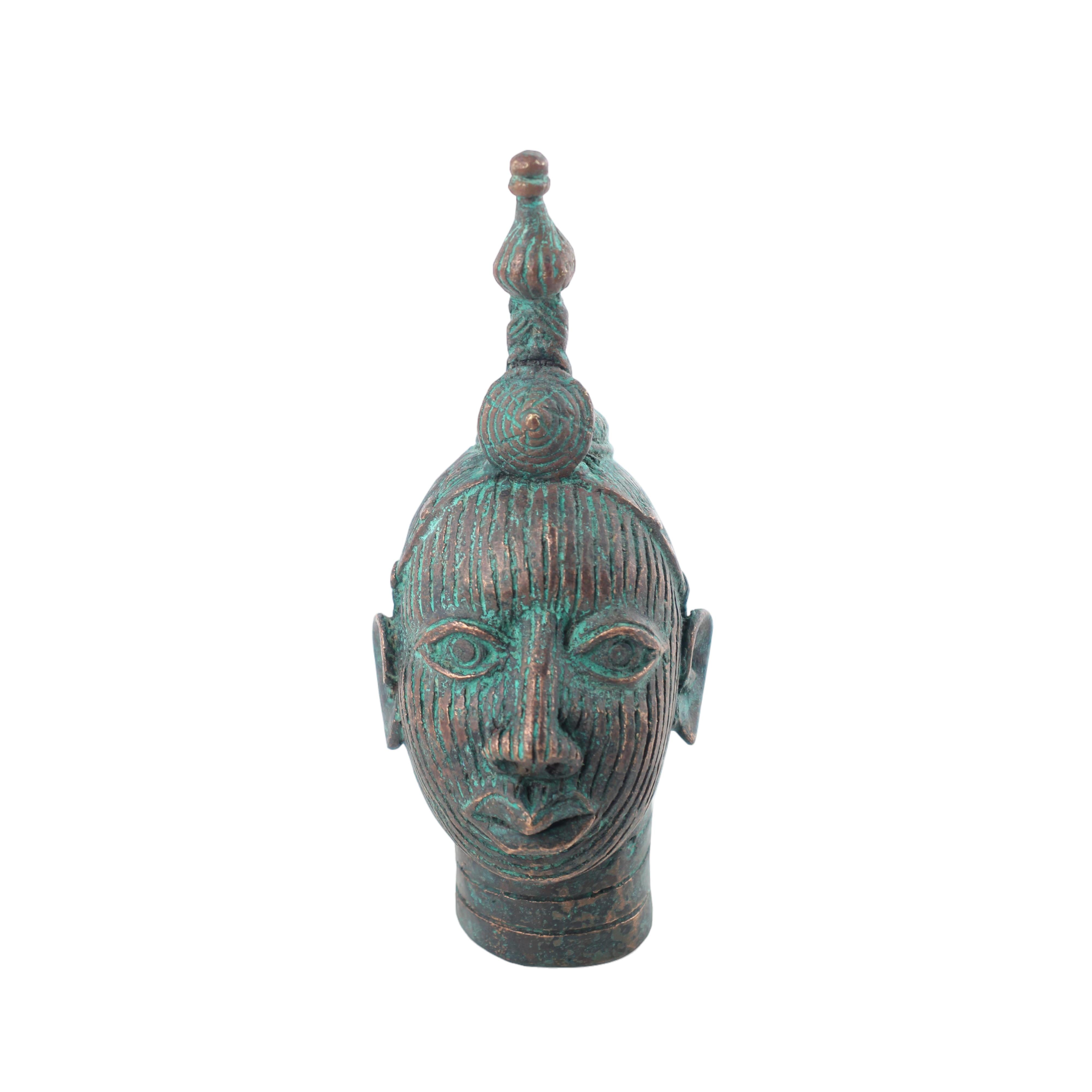 Yoruba Tribe Ife Bronze Head Sculpture ~7.5" Tall