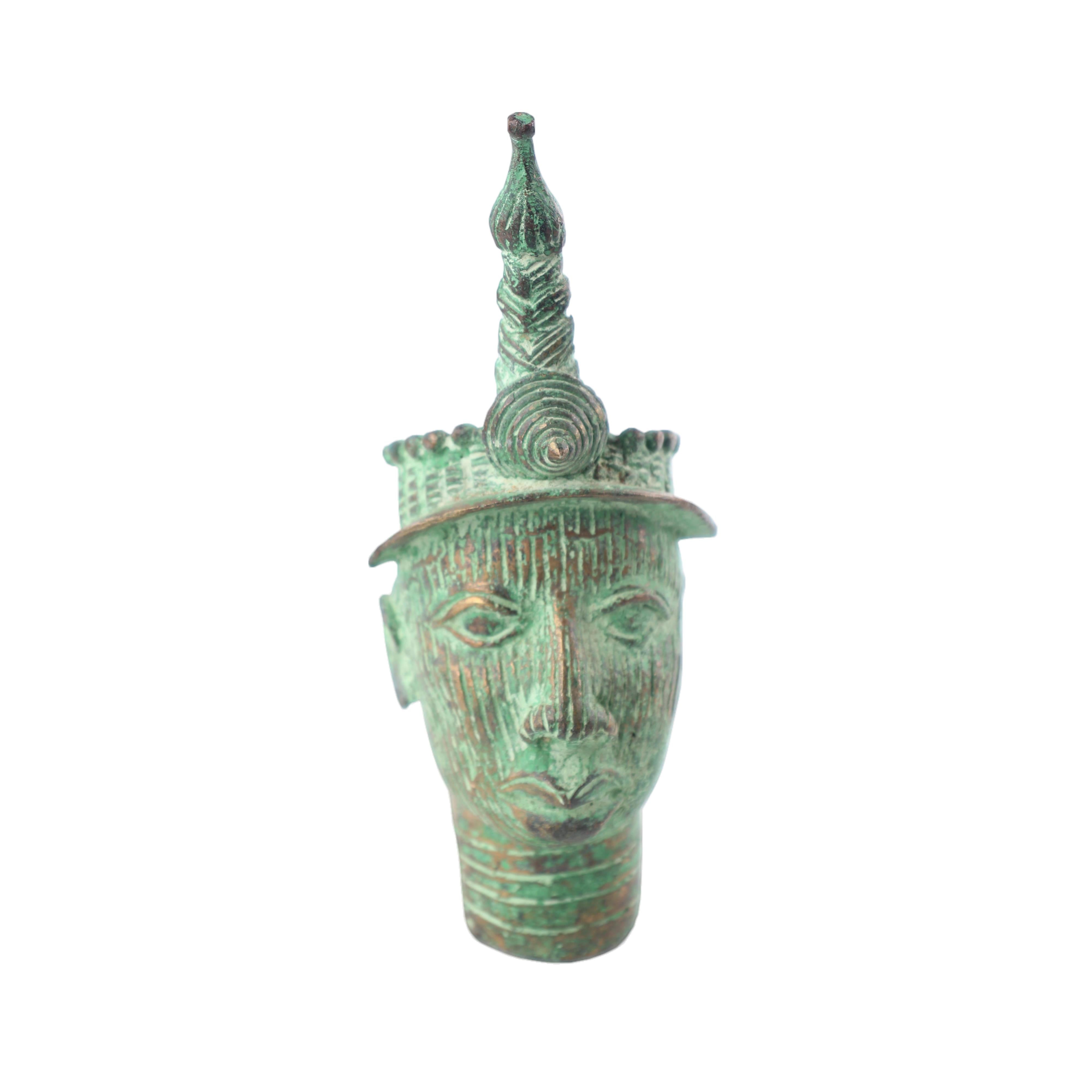 Yoruba Tribe Ife Bronze Head Sculpture ~7.5" Tall