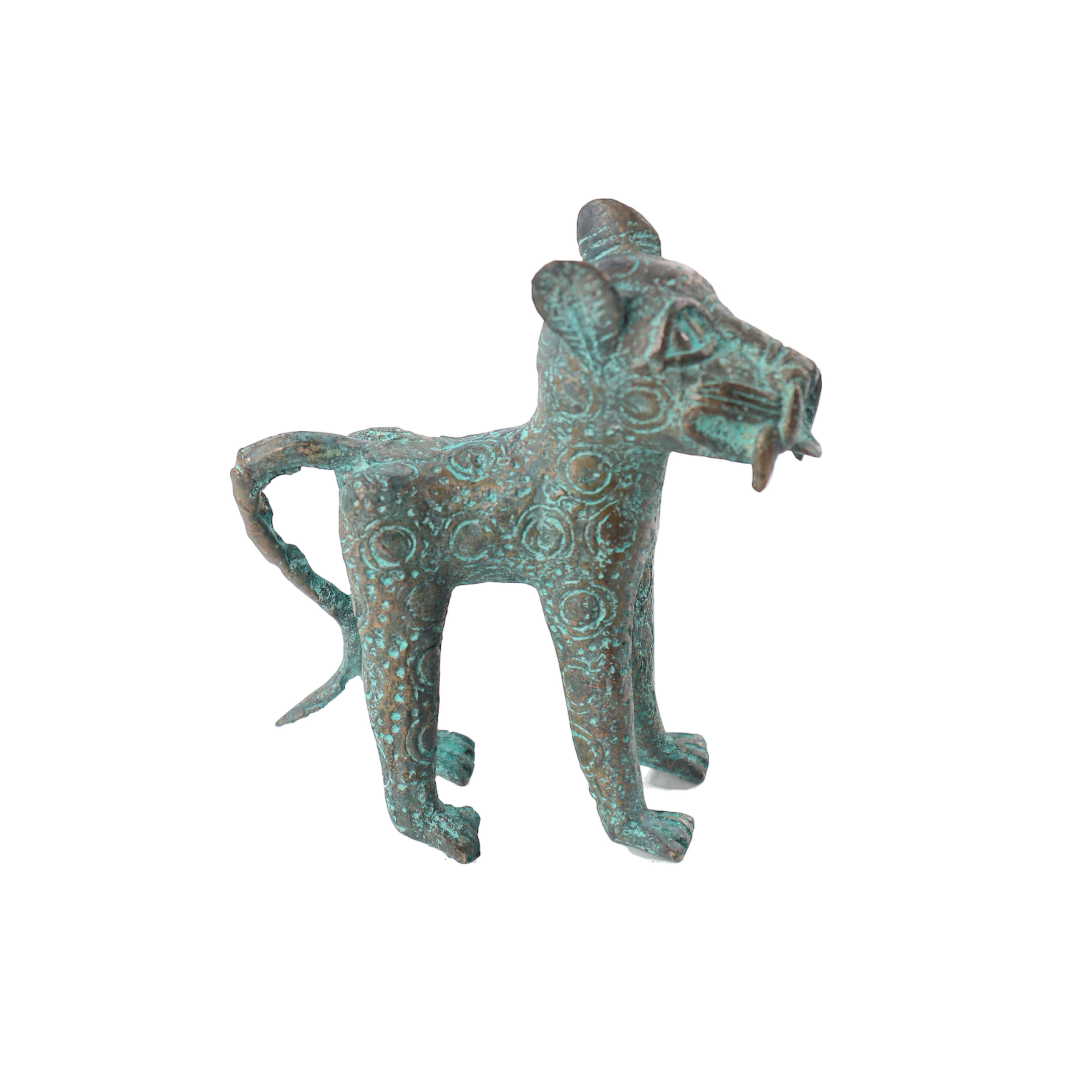 Edo Tribe Benin Bronze Leopard ~5.1" Tall