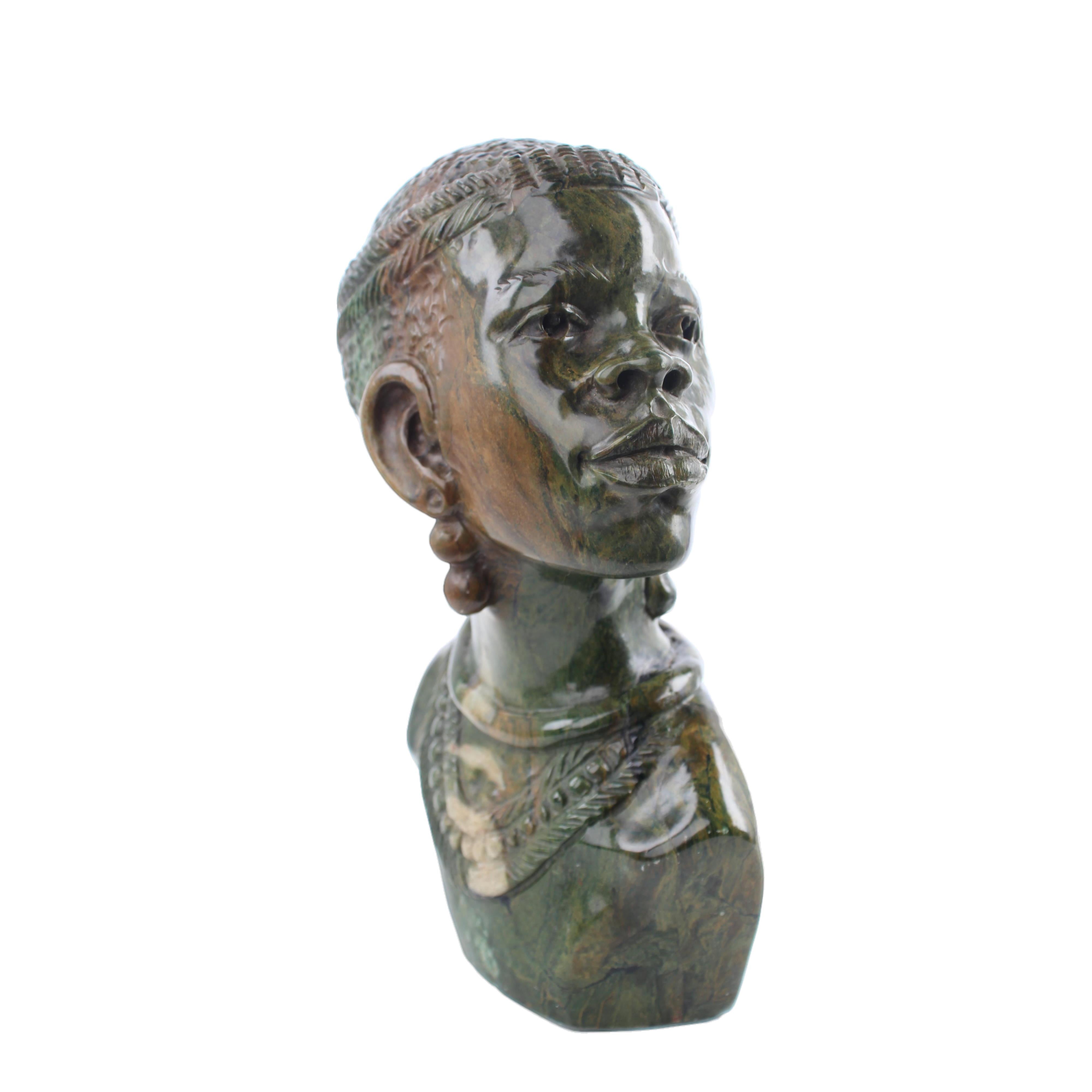 Shona Tribe Verdite Stone Busts ~10.6" Tall - Busts