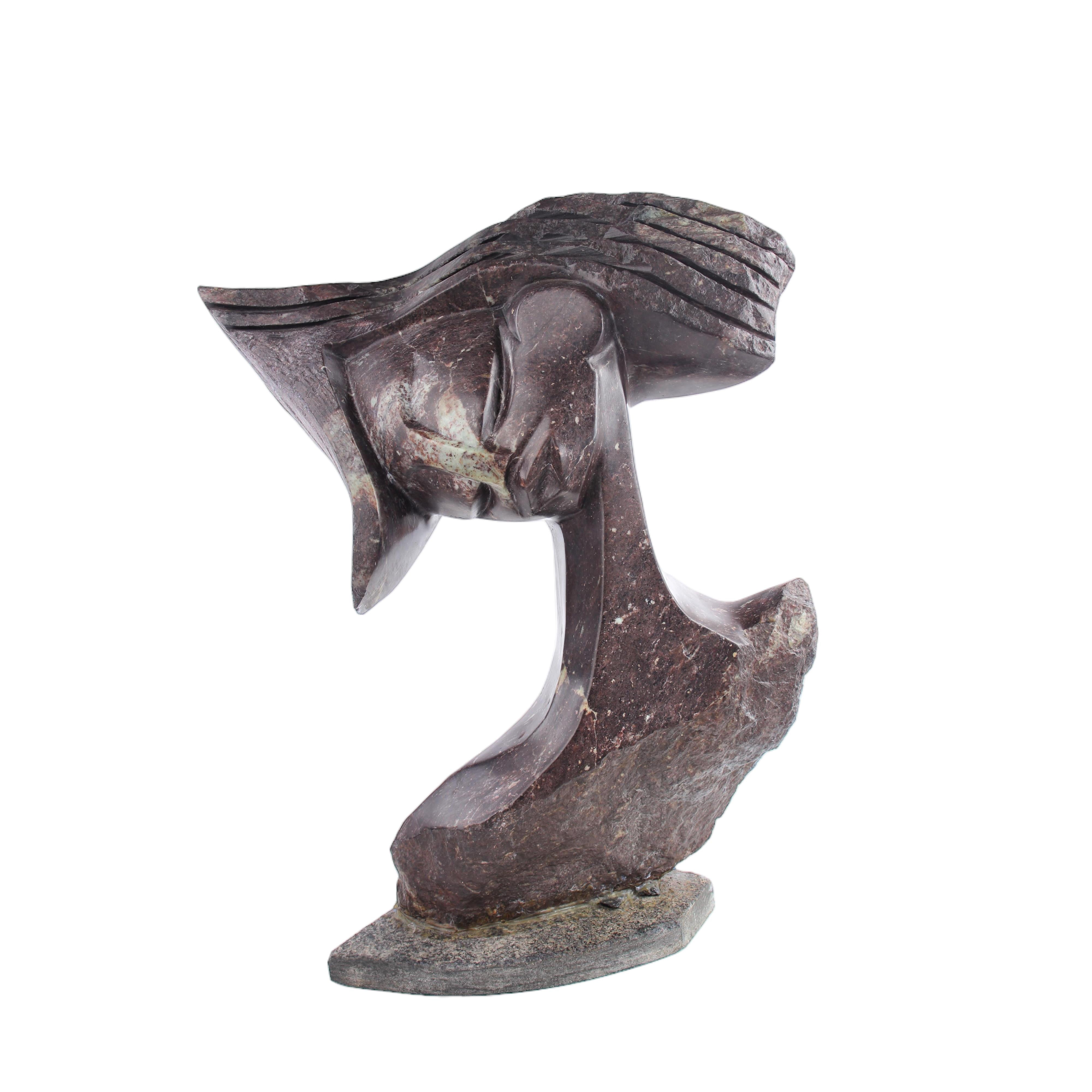 Shona Tribe Cobalt Stone Reflections ~20.5" Tall - Sculpture & Statuary