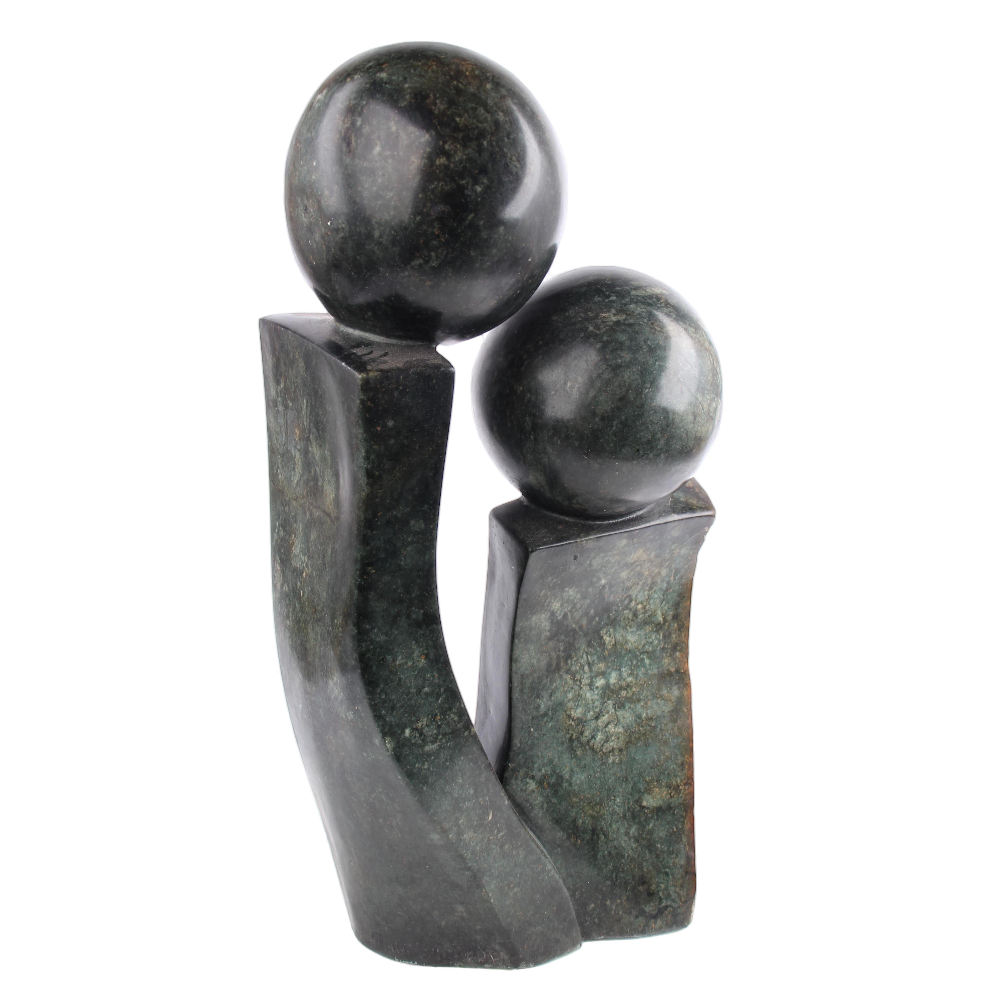 Shona Tribe Opal Stone Couples ~19.7" Tall - Sculpture & Statuary