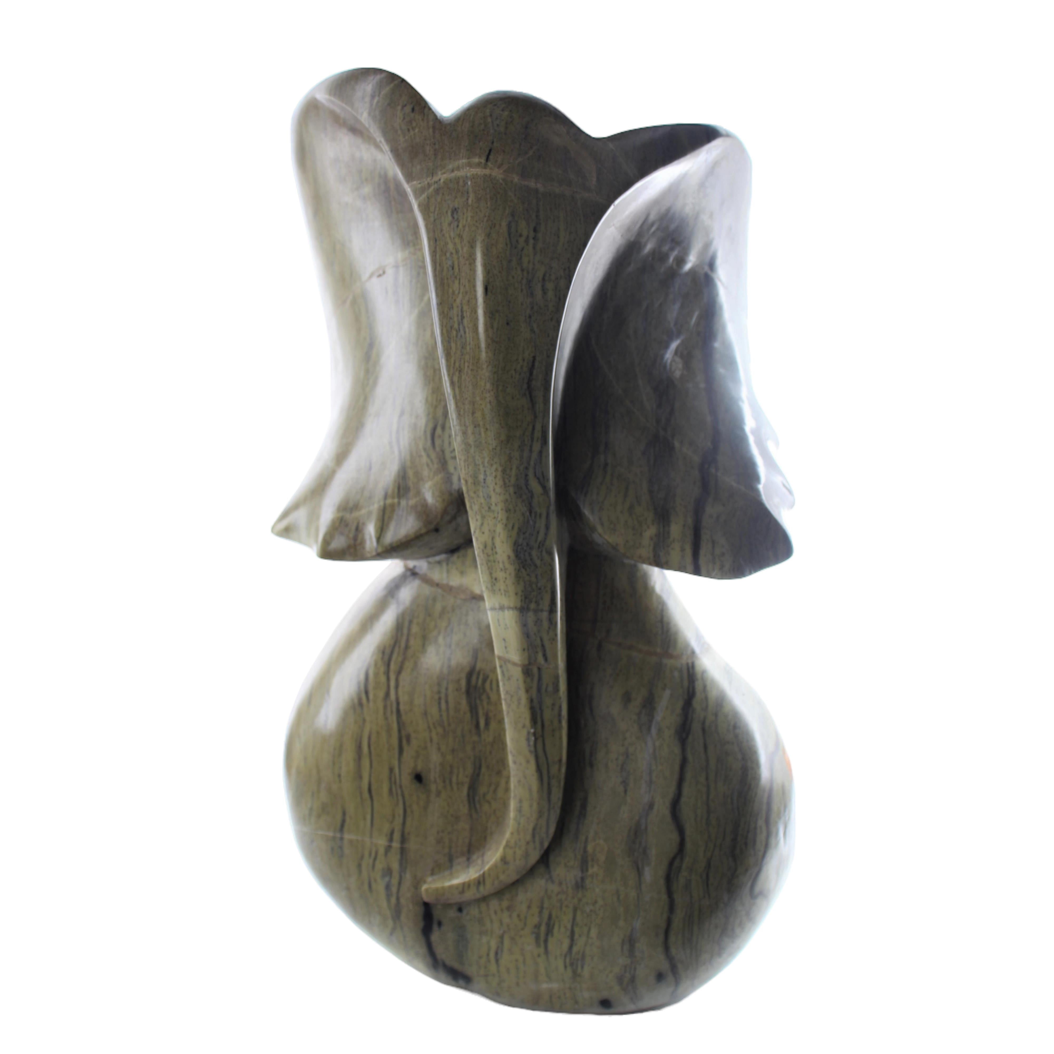 Shona Tribe Butter Jade Elephant ~21.7" Tall - Elephant