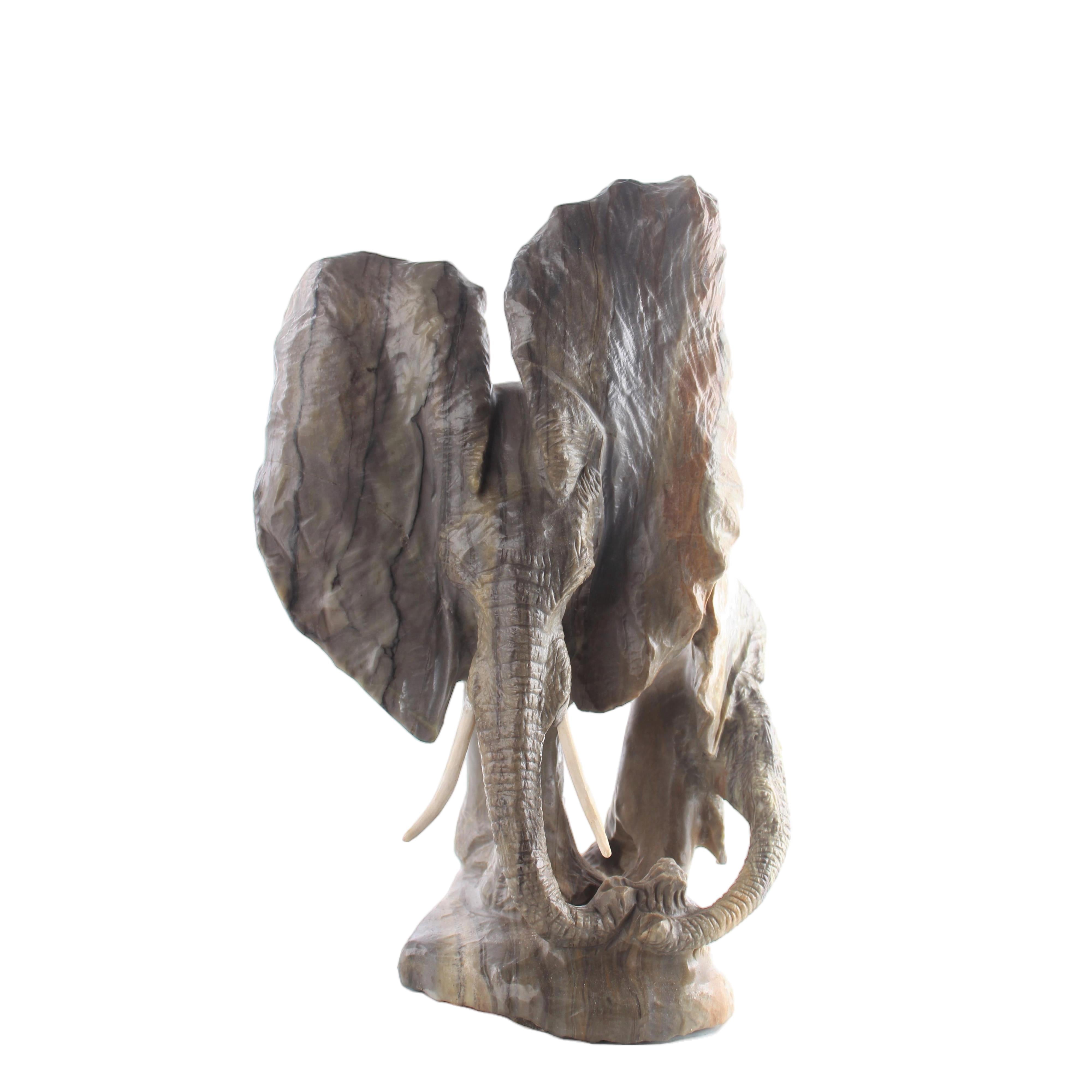 Shona Tribe Butter Jade Elephant ~13.0" Tall