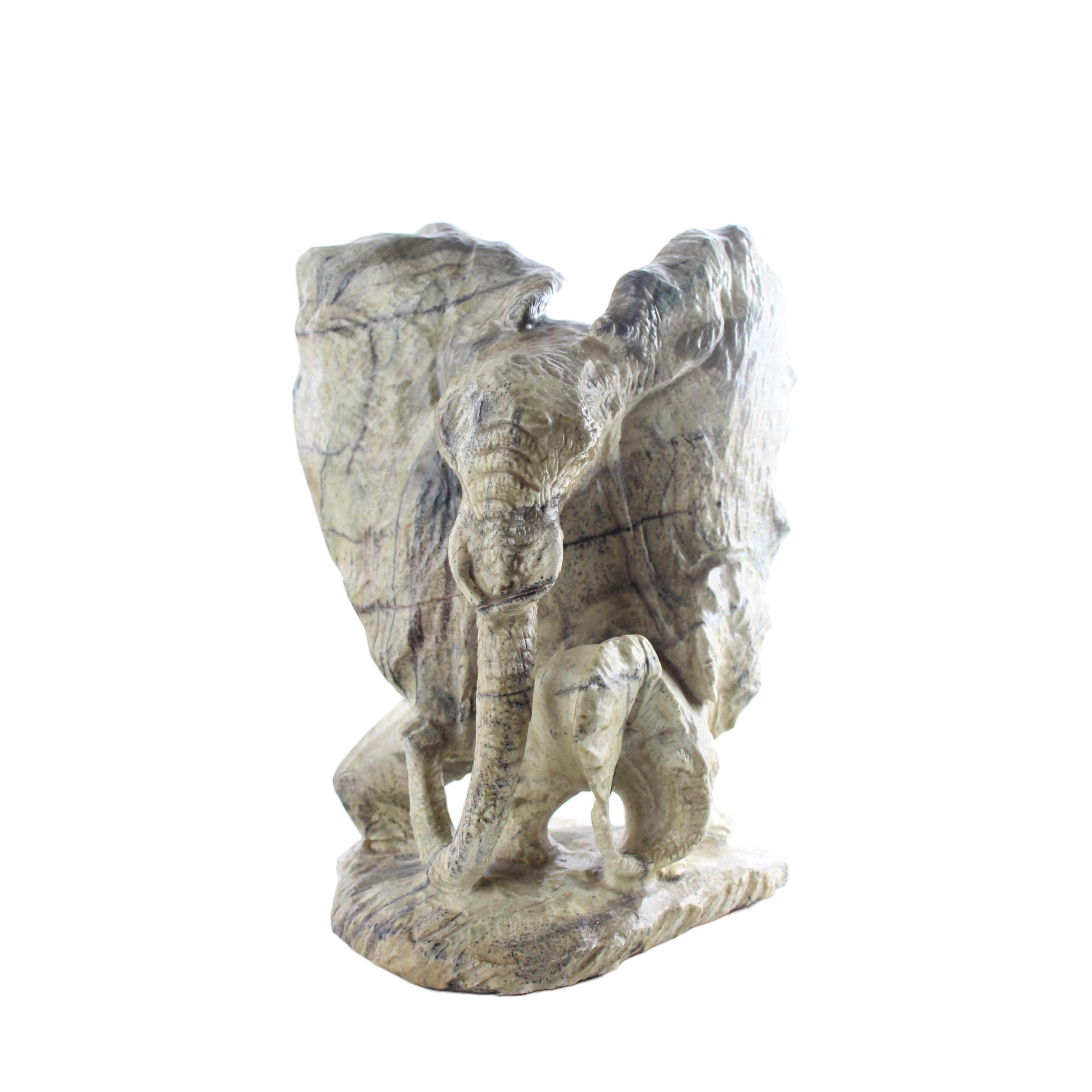 Shona Tribe Butter Jade Elephant ~10.6" Tall