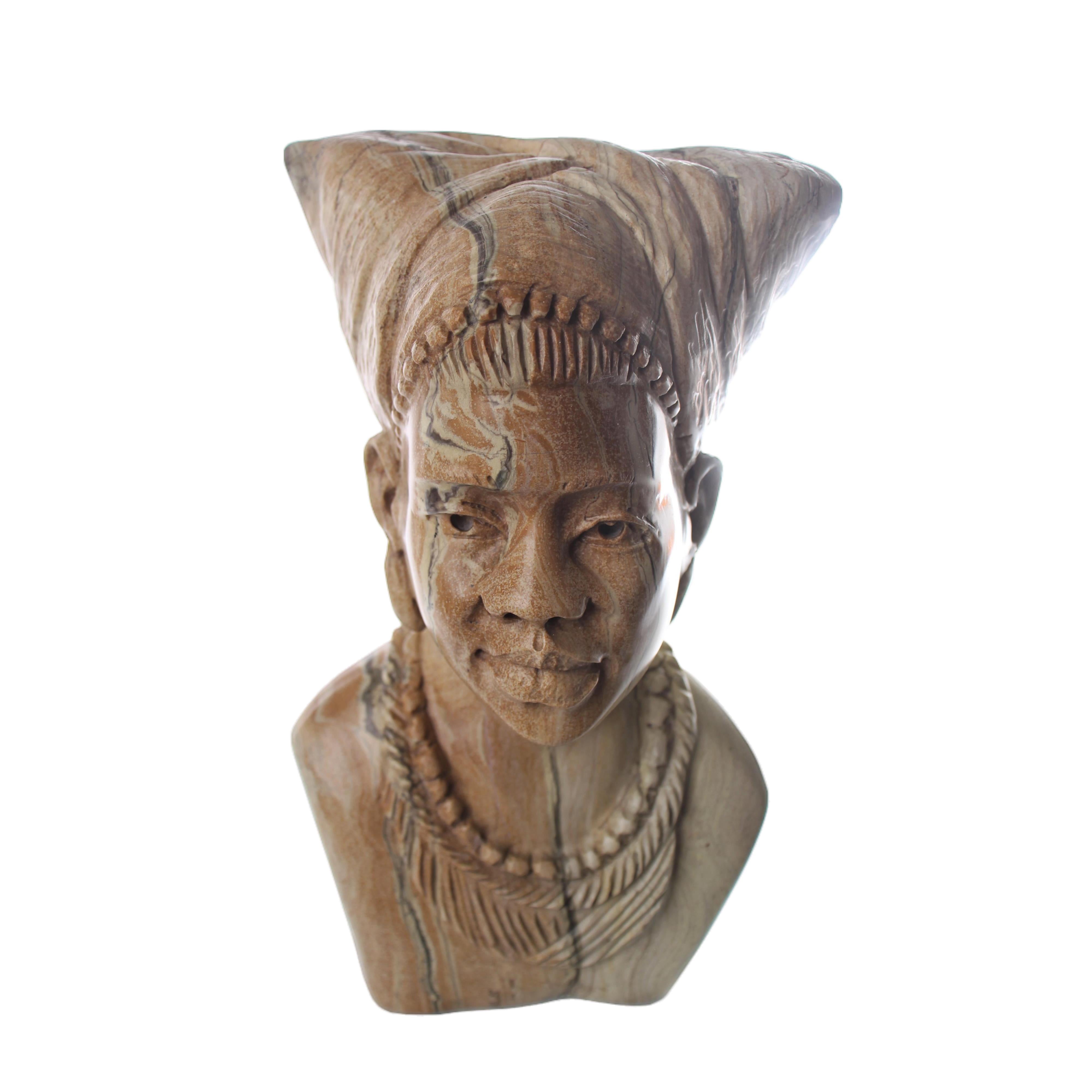 Shona Tribe Butter Jade Bust ~11.0" Tall - Busts