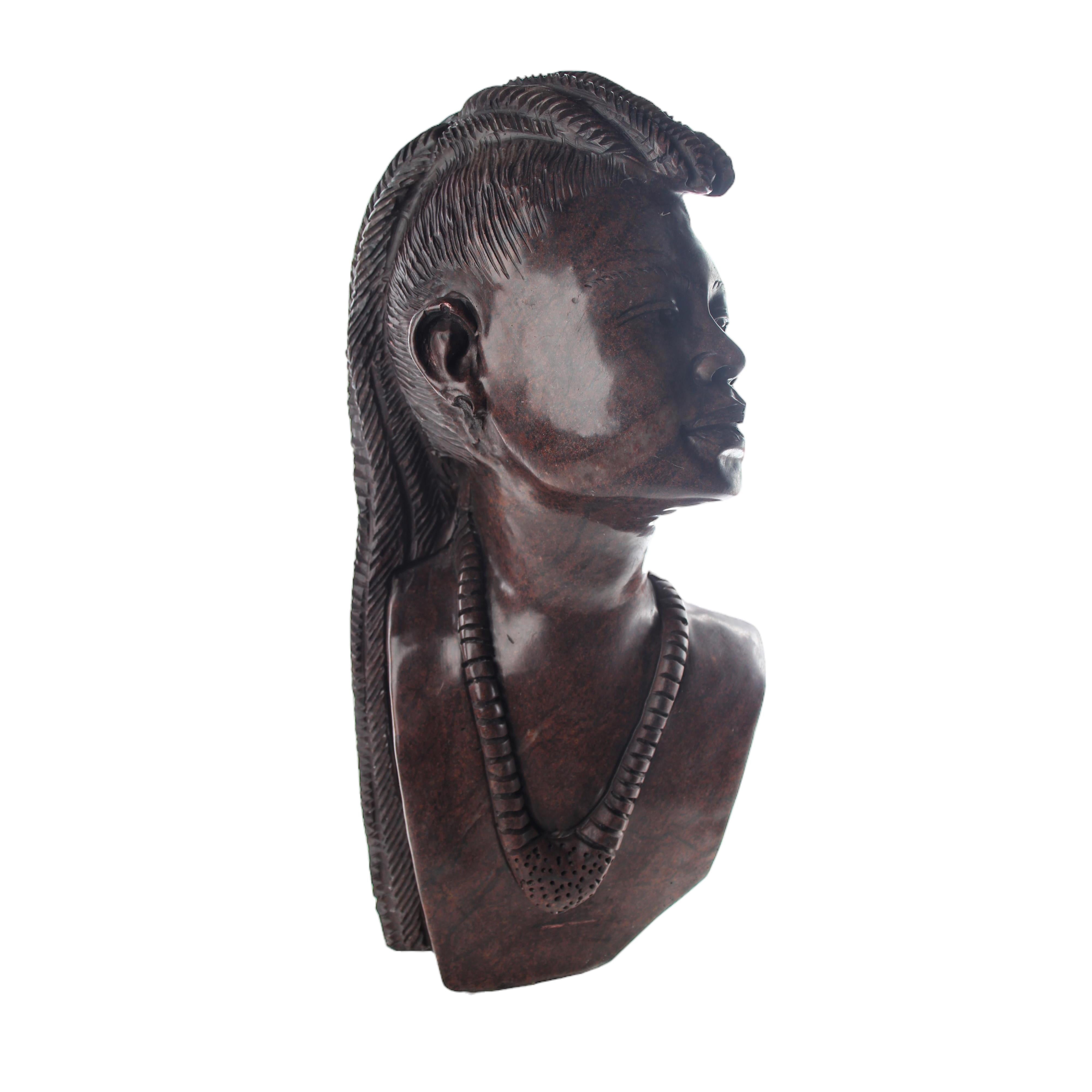 Shona Tribe Serpentine Stone Busts ~17.3" Tall - Busts