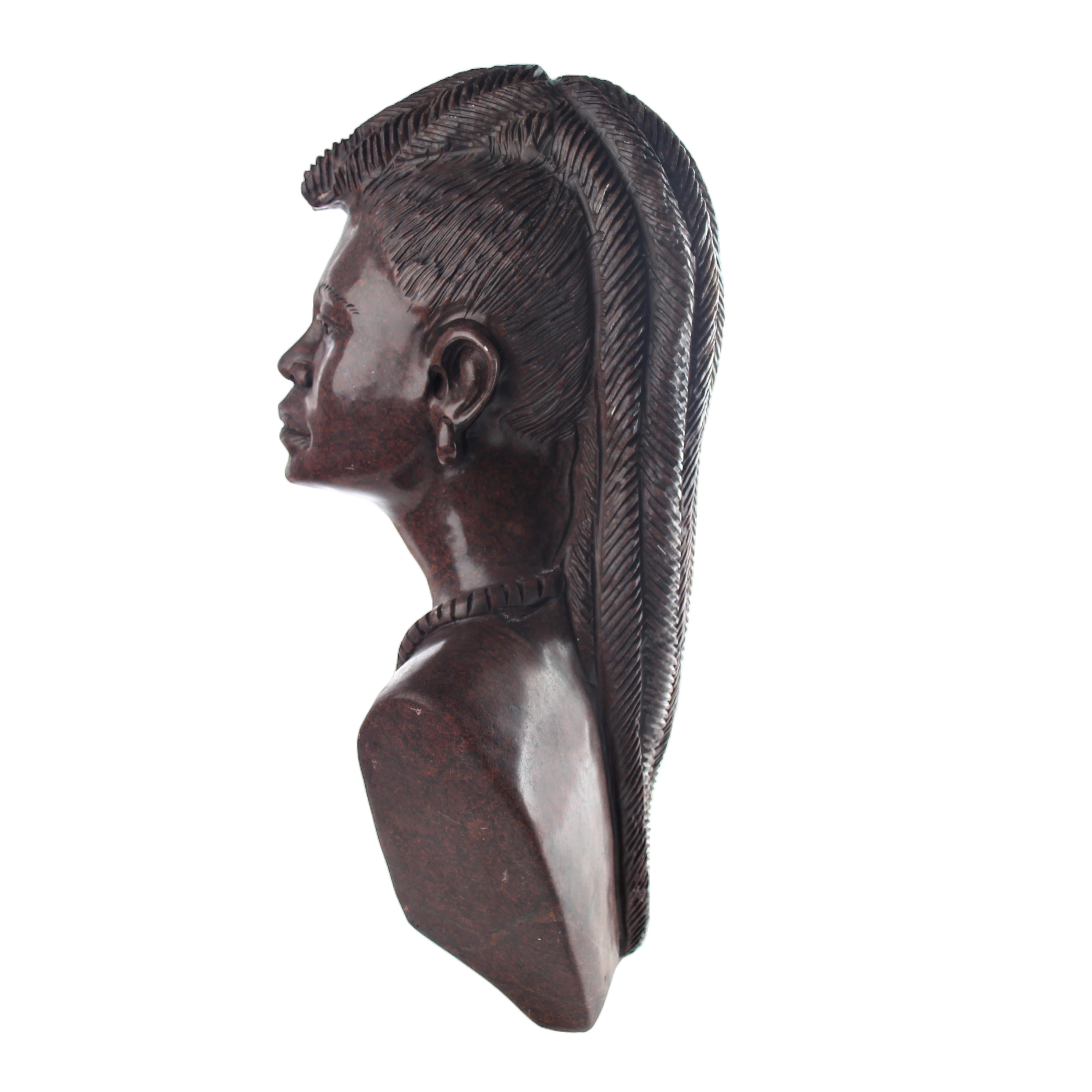 Shona Tribe Serpentine Stone Busts ~17.3" Tall - Busts