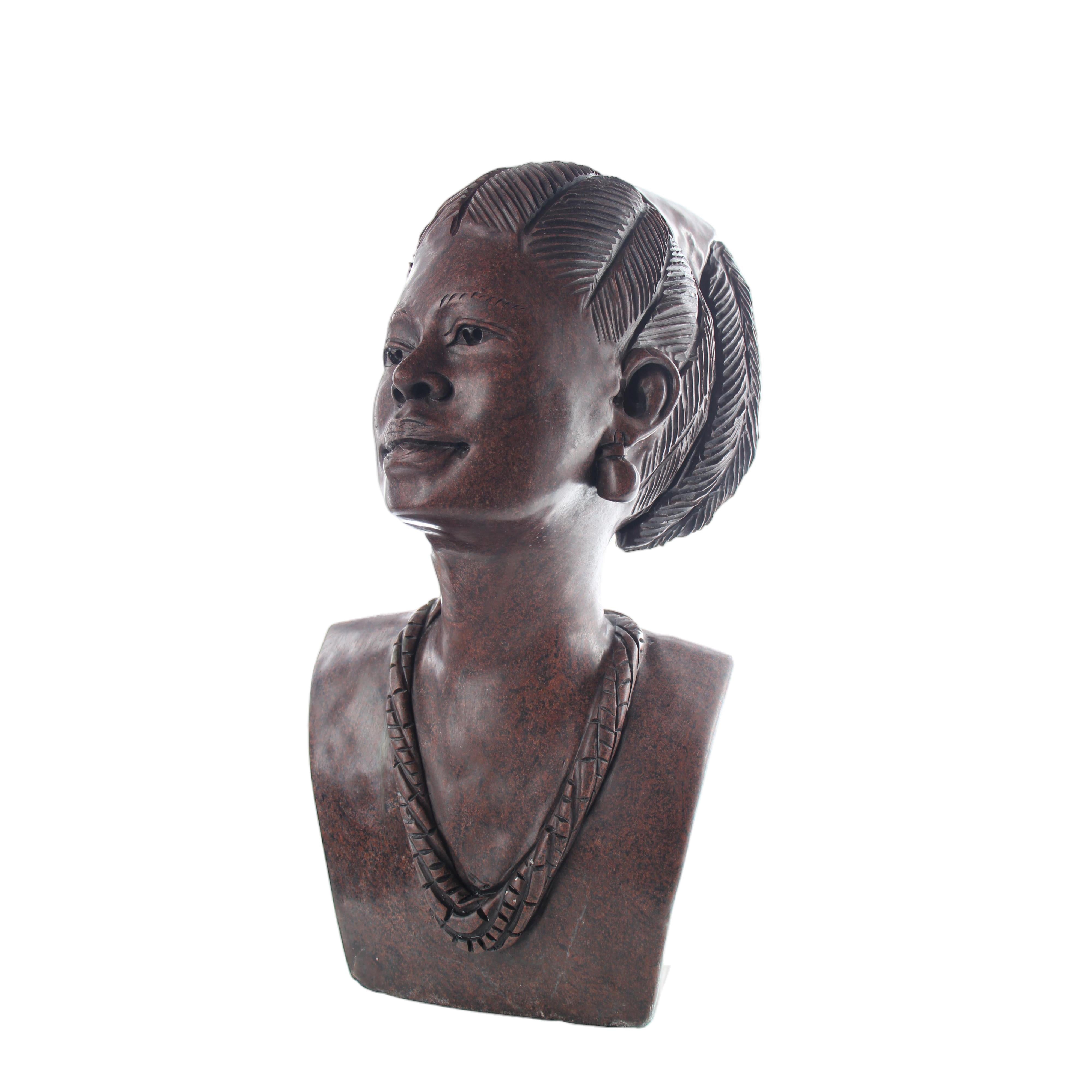 Shona Tribe Serpentine Stone Busts ~17.3" Tall - Busts