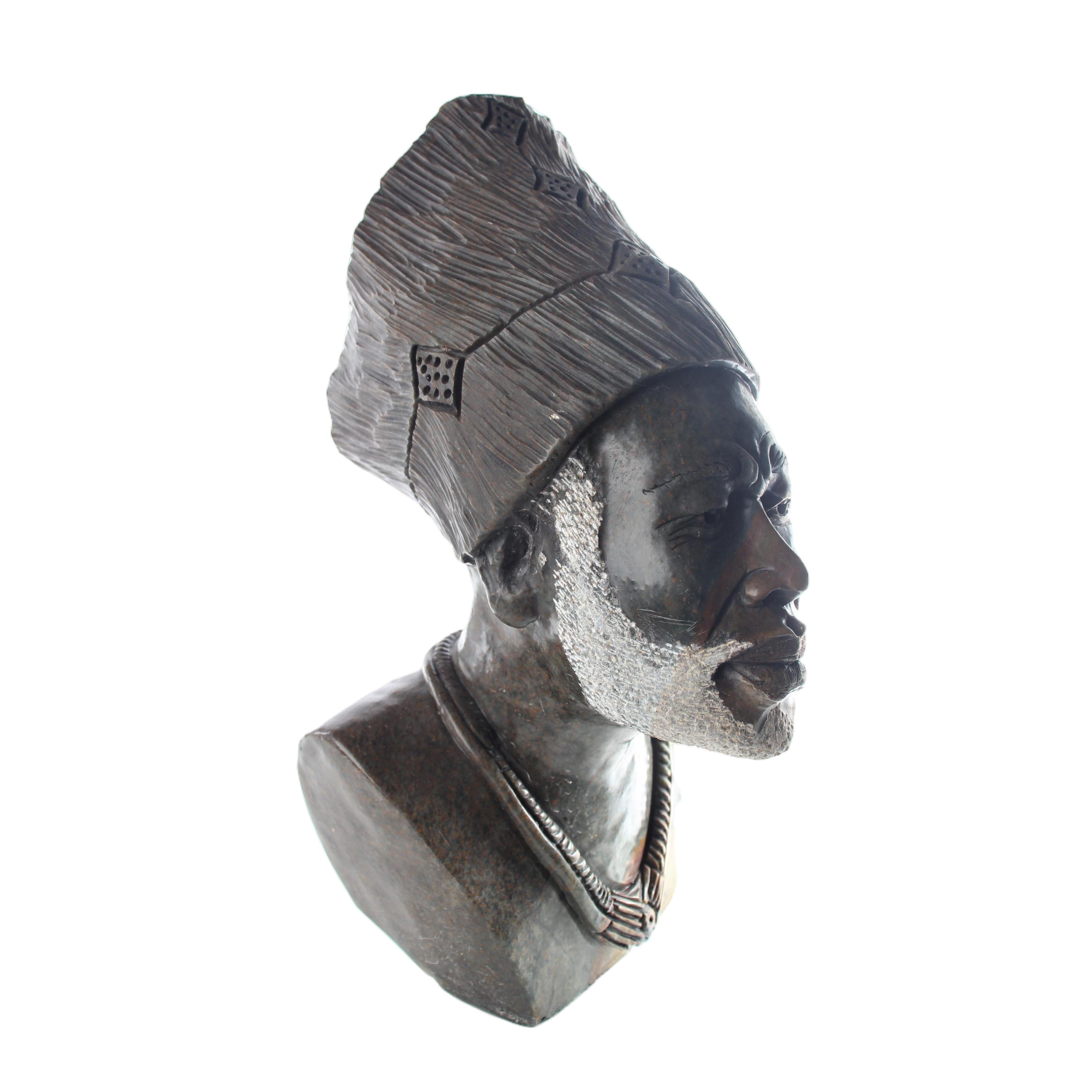 Shona Tribe Serpentine Stone Busts ~17.3" Tall - Busts