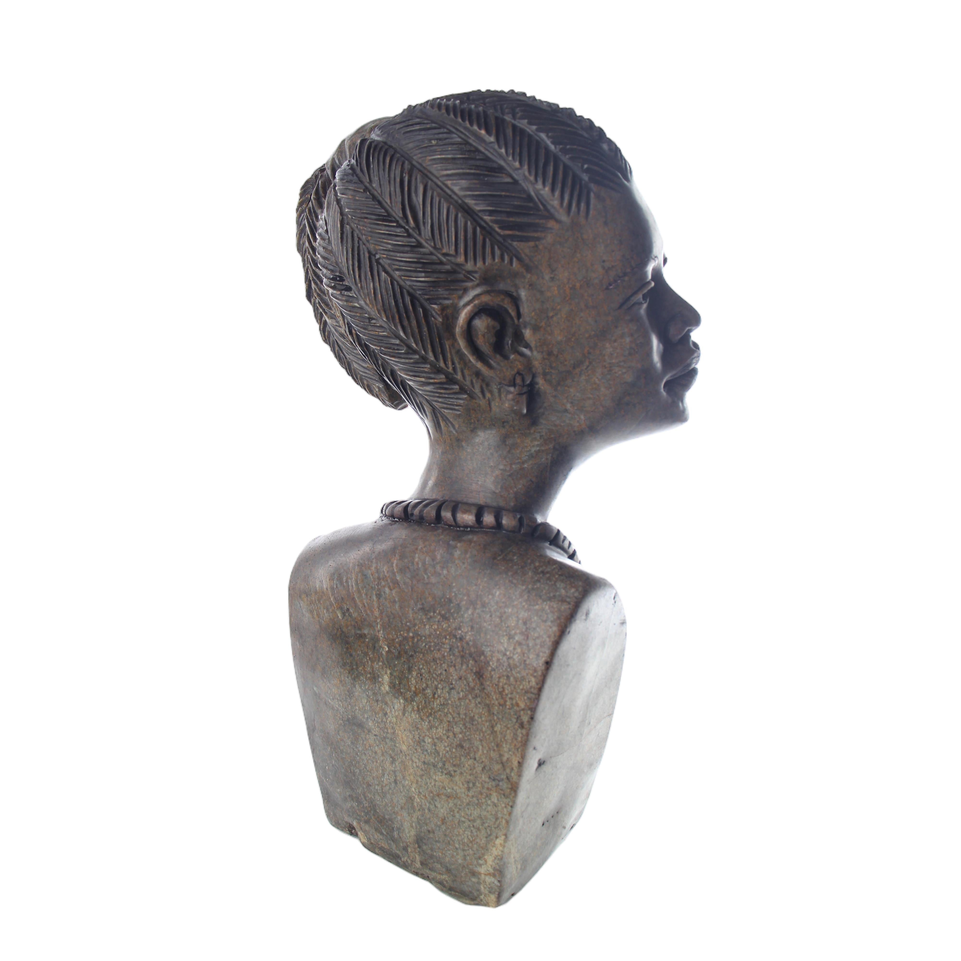 Shona Tribe Serpentine Stone Busts ~17.3" Tall - Busts