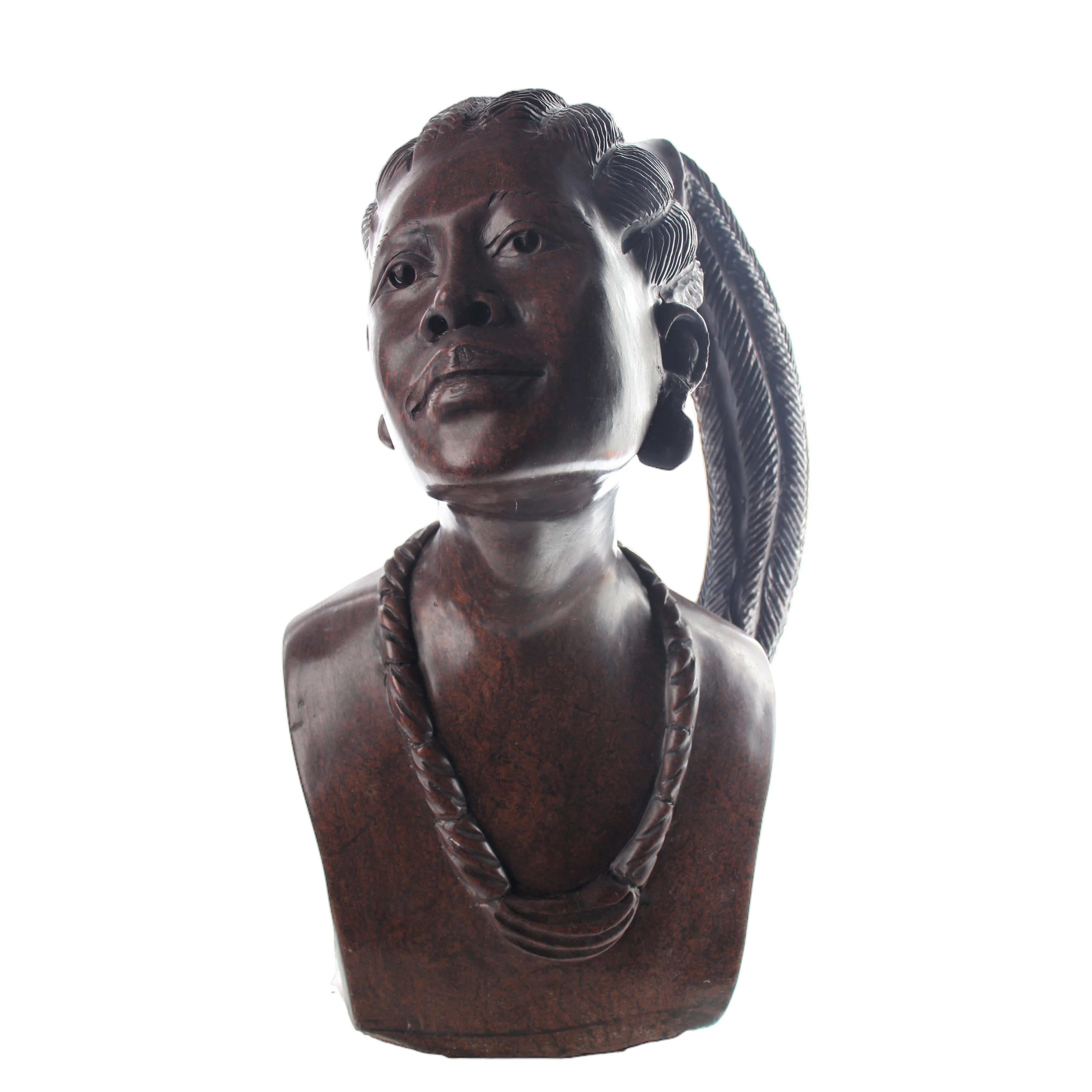 Shona Tribe Serpentine Stone Busts ~18.1" Tall - Busts