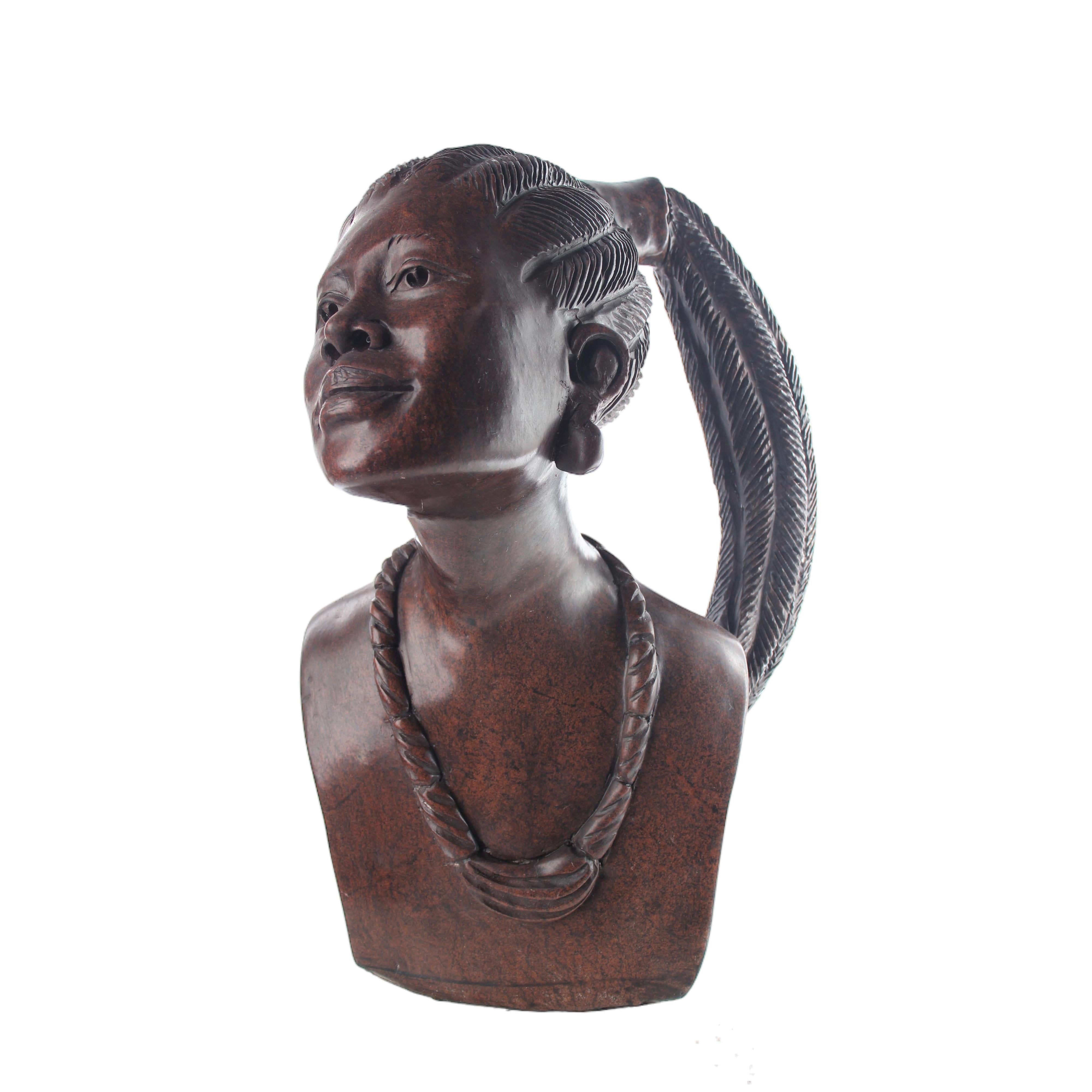 Shona Tribe Serpentine Stone Busts ~18.1" Tall - Busts