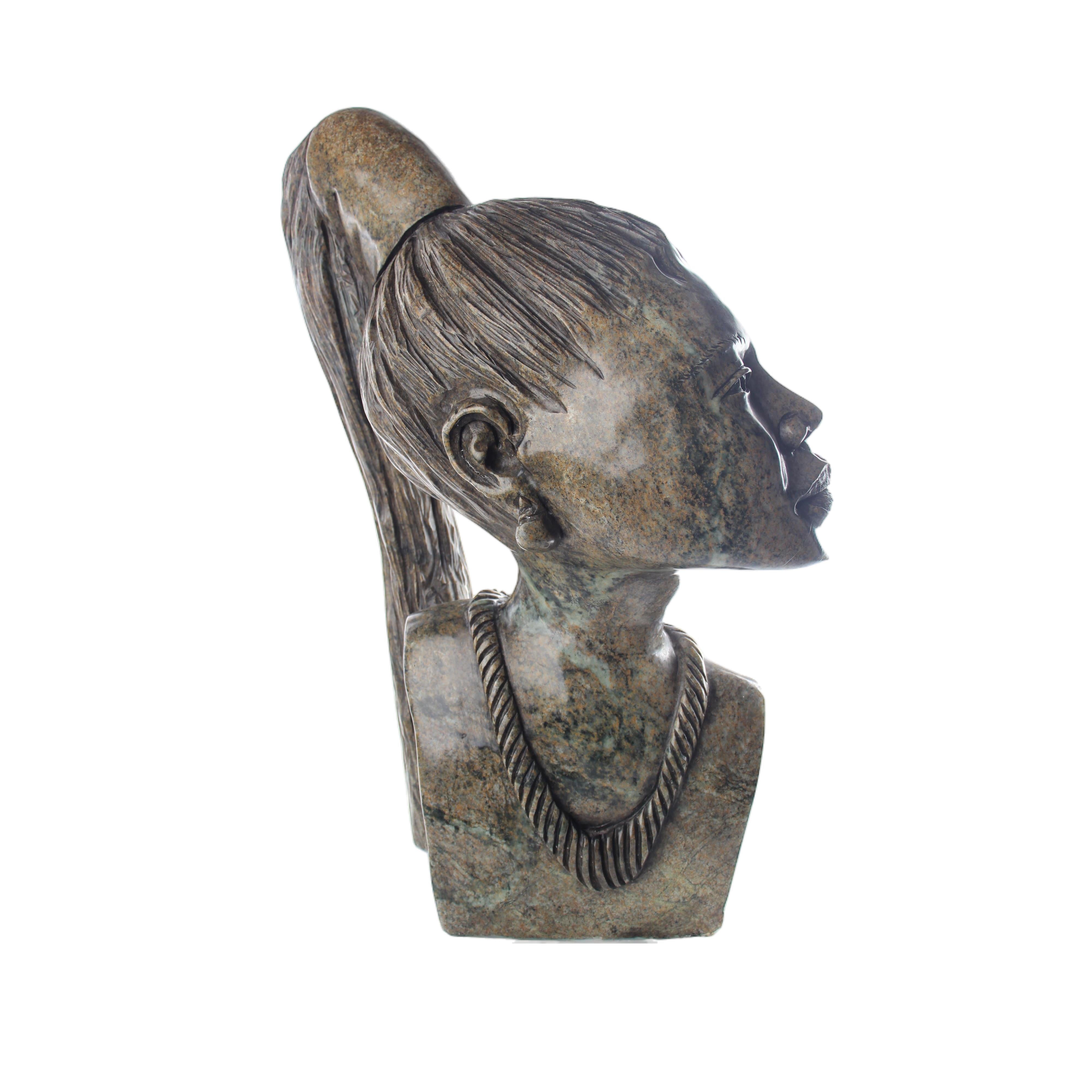 Shona Tribe Serpentine Stone Busts ~19.7" Tall - Busts