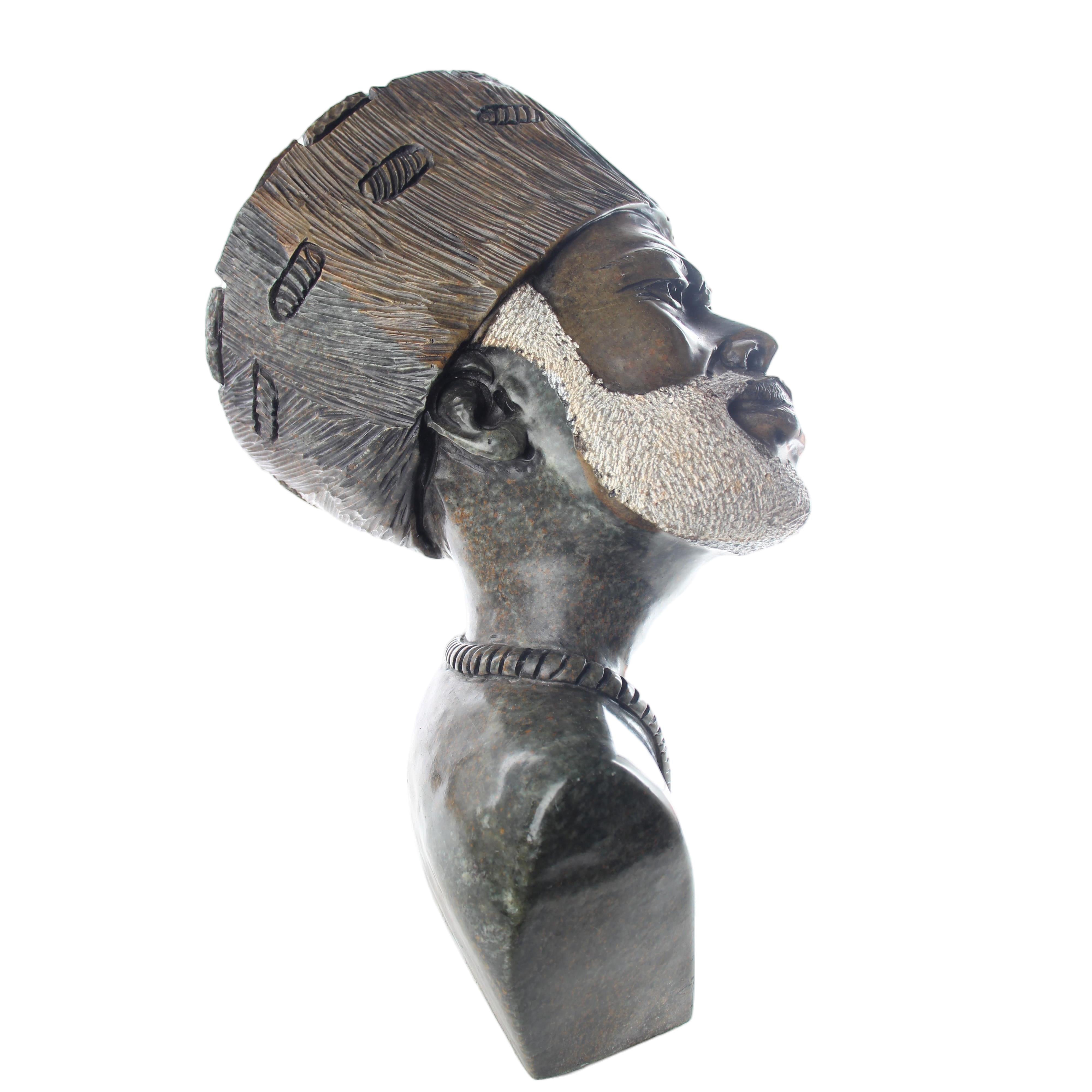 Shona Tribe Serpentine Stone Busts ~15.7" Tall - Busts