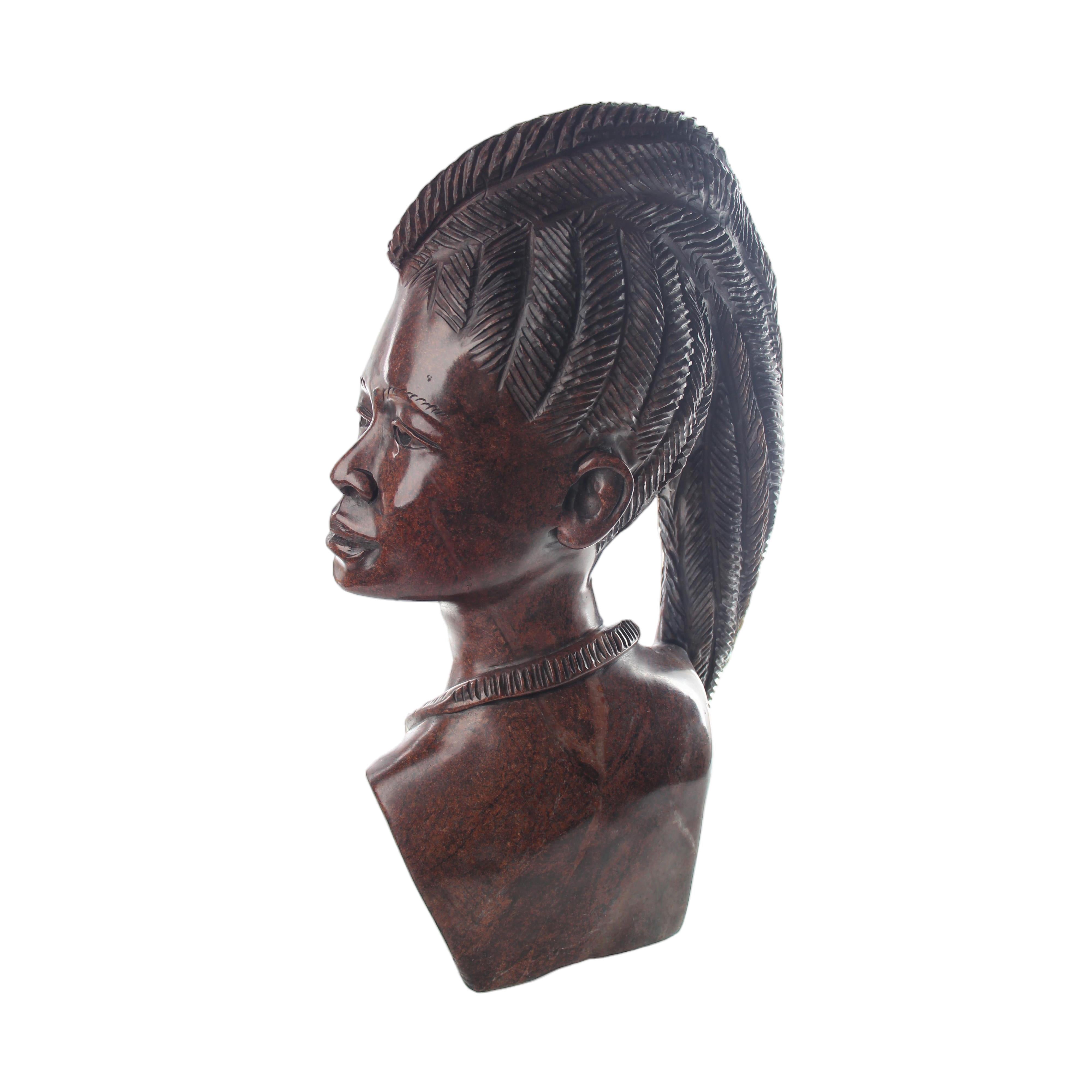 Shona Tribe Serpentine Stone Busts ~15.0" Tall