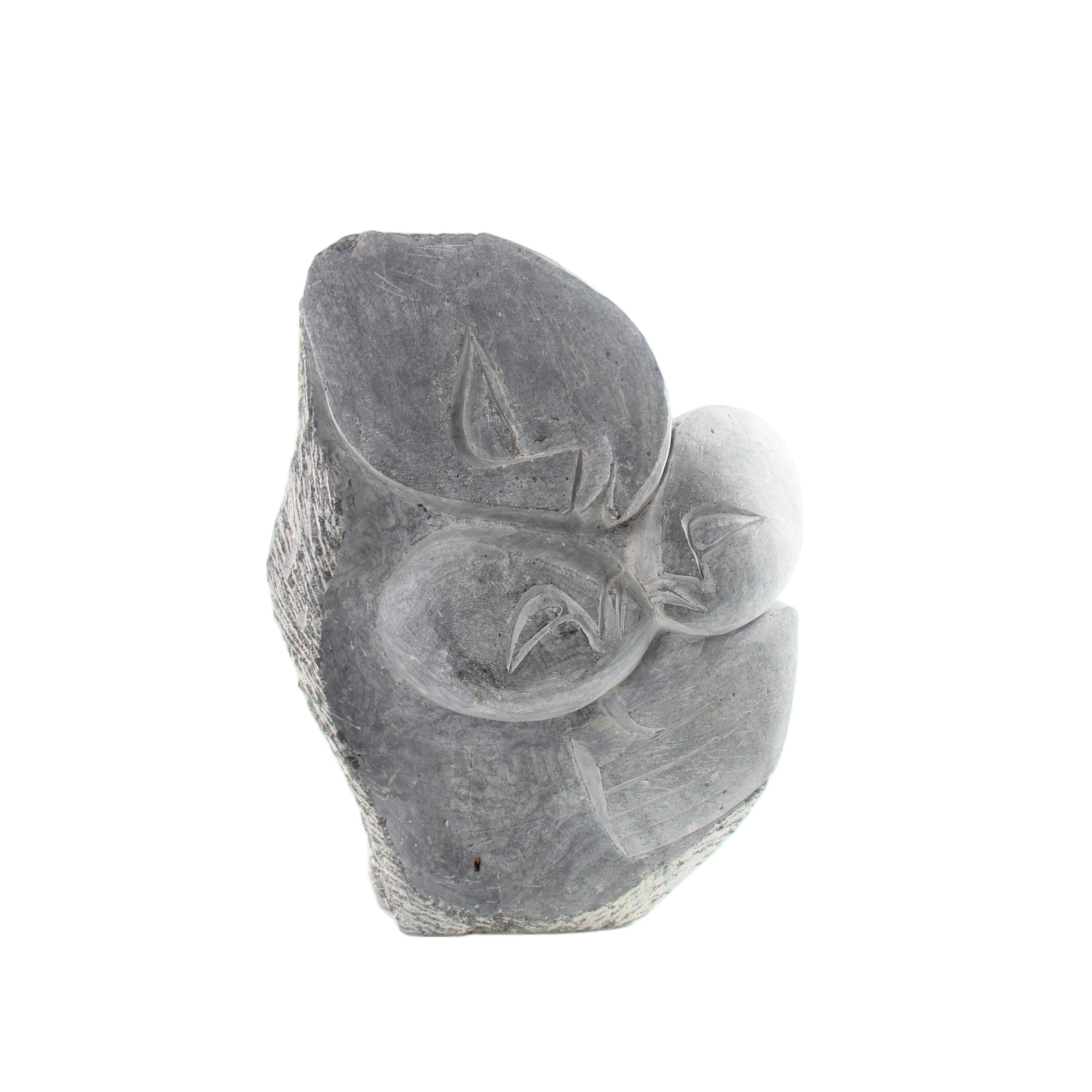 Shona Tribe Serpentine Stone Mother and Children ~11.0" Tall