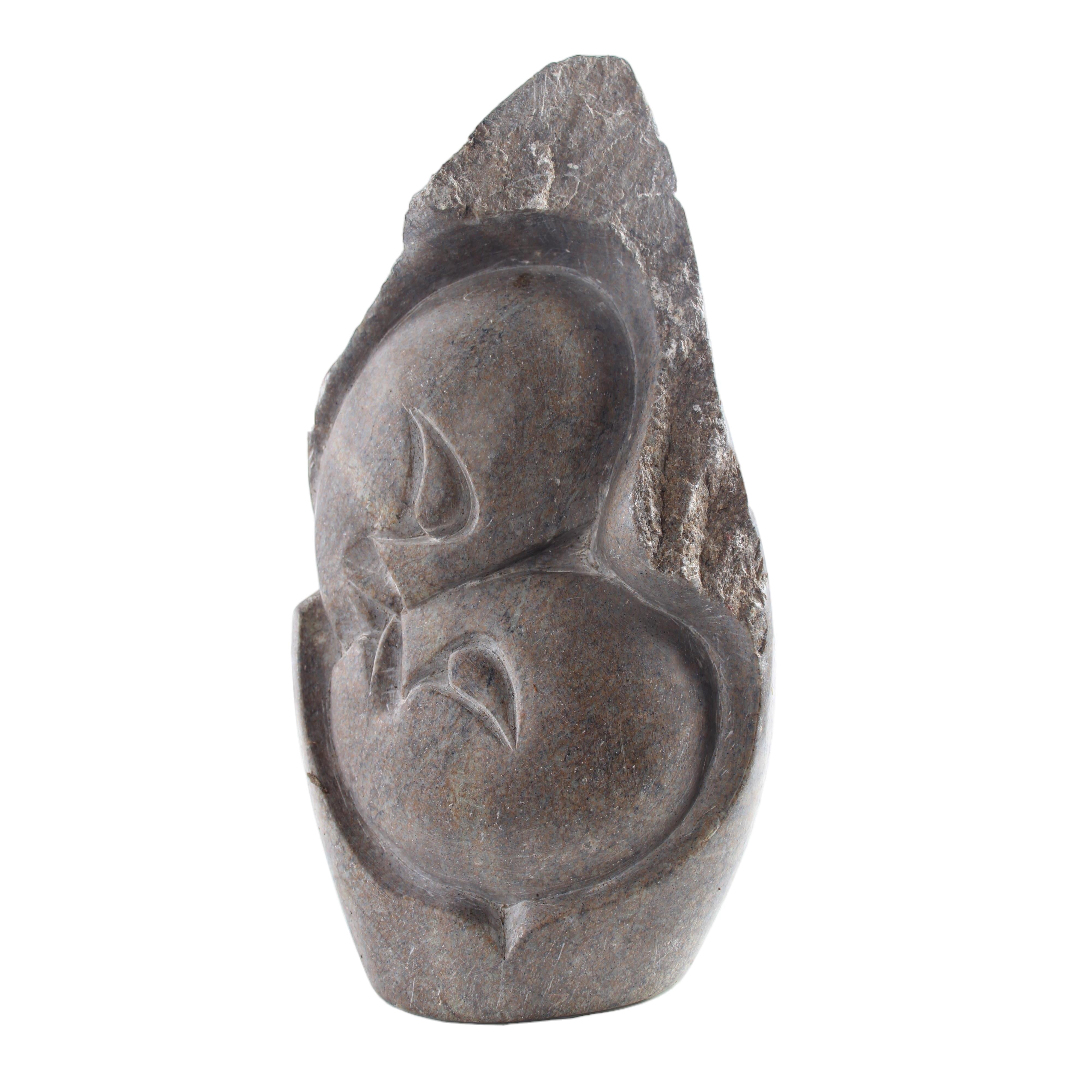 Shona Tribe Serpentine Stone Mother and Child ~12.6" Tall