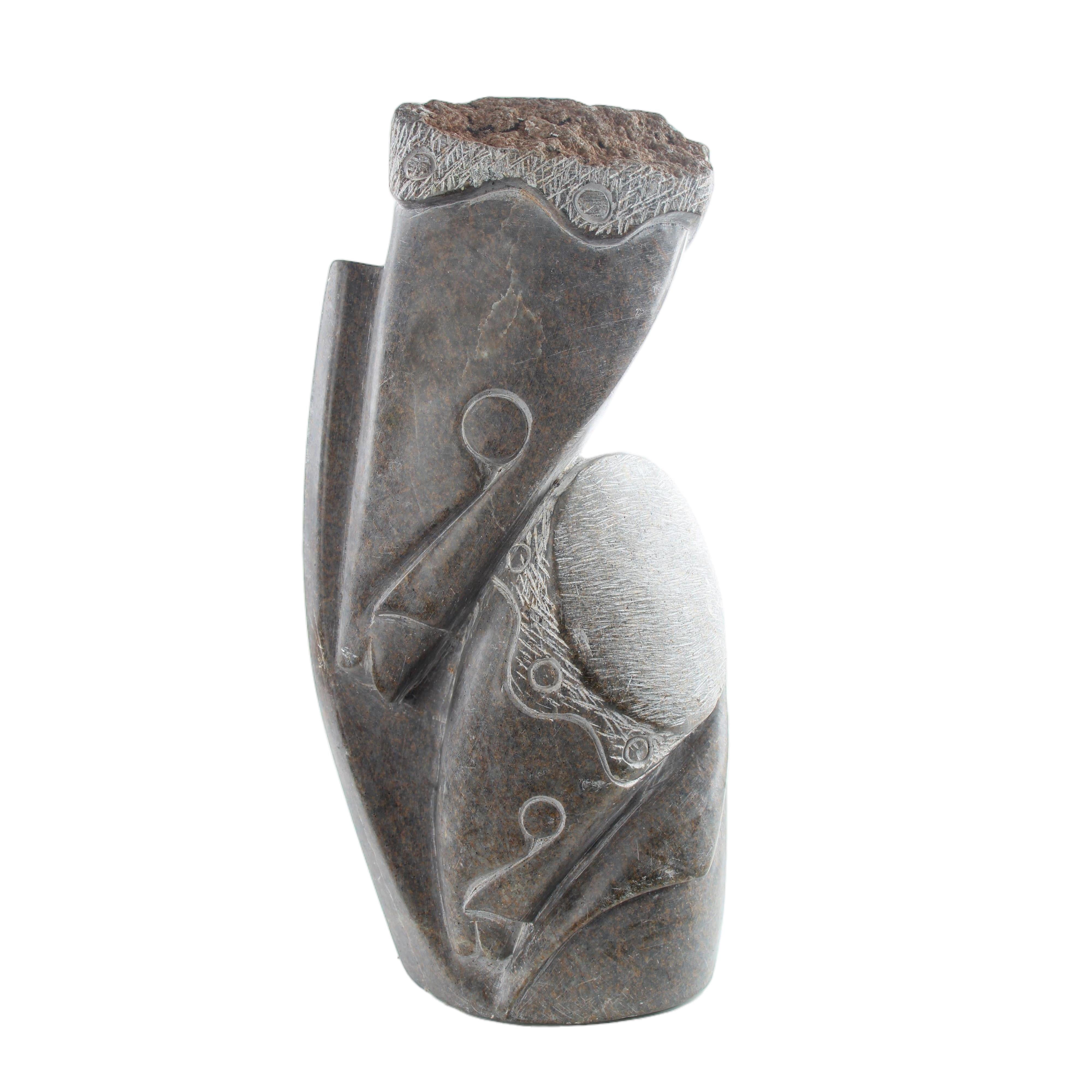 Shona Tribe Serpentine Stone Drummer ~13.0" Tall