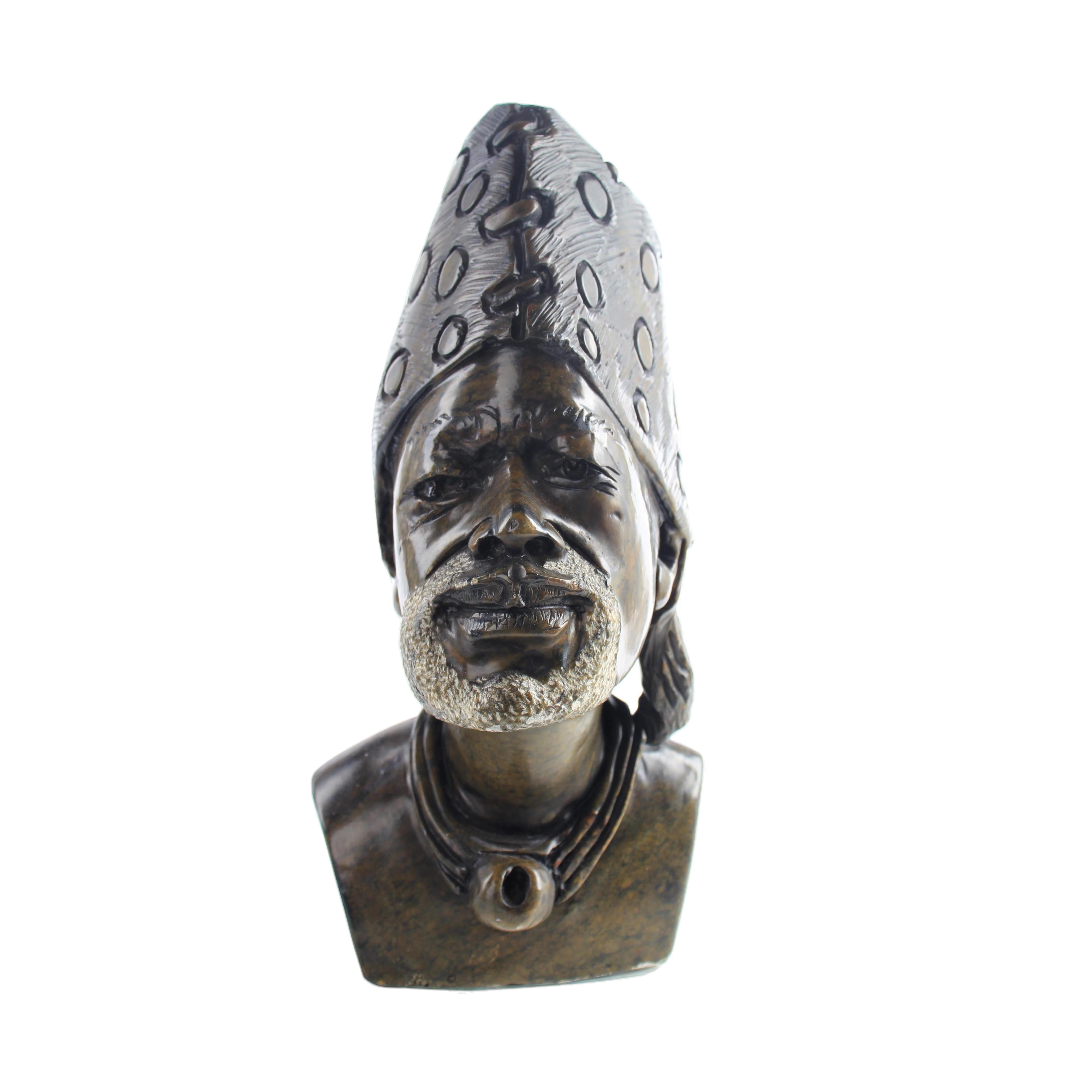 Shona Tribe Serpentine Stone Busts ~13.4" Tall