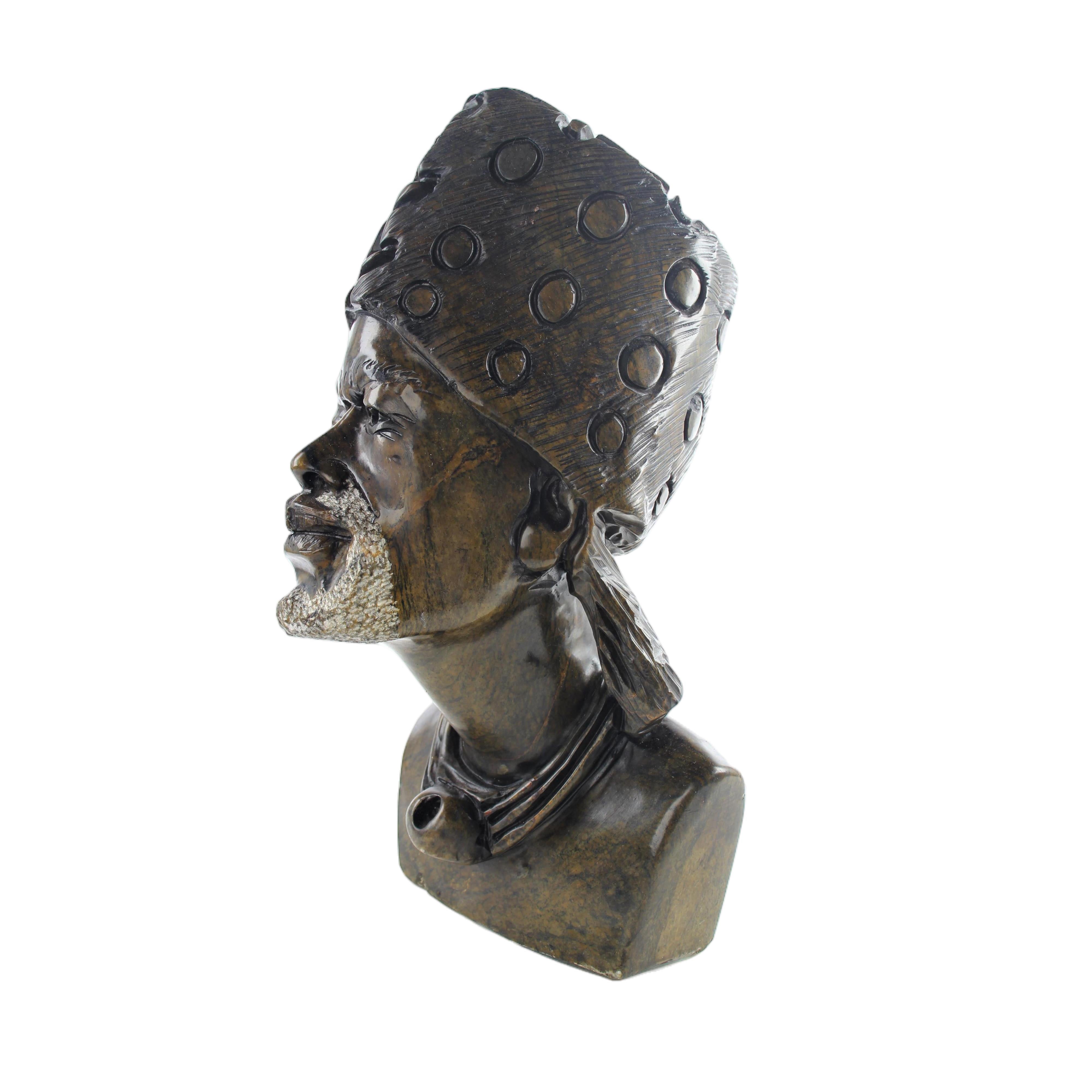 Shona Tribe Serpentine Stone Busts ~13.4" Tall - Busts