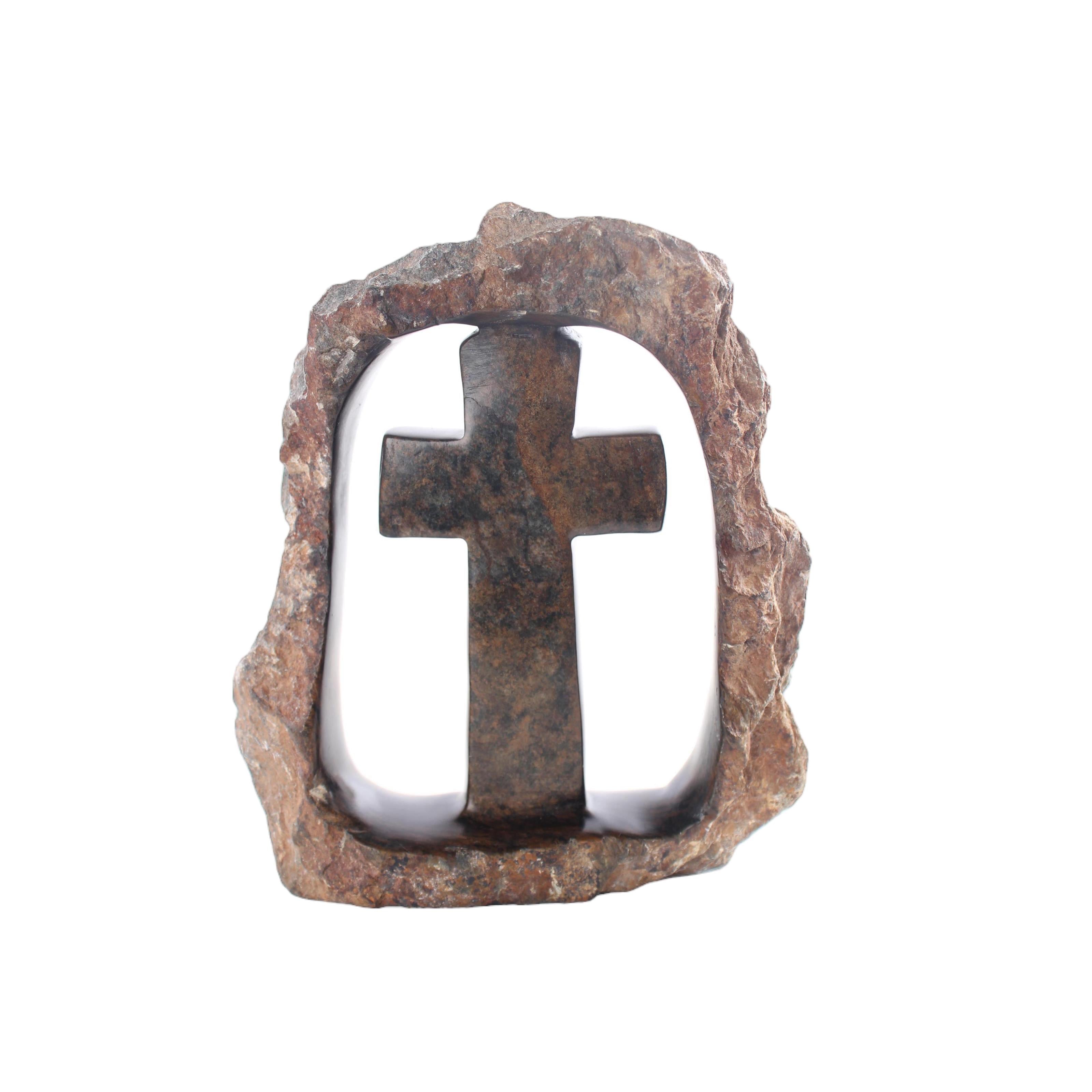 Shona Tribe Serpentine Stone Crosses  ~8.3" Tall
