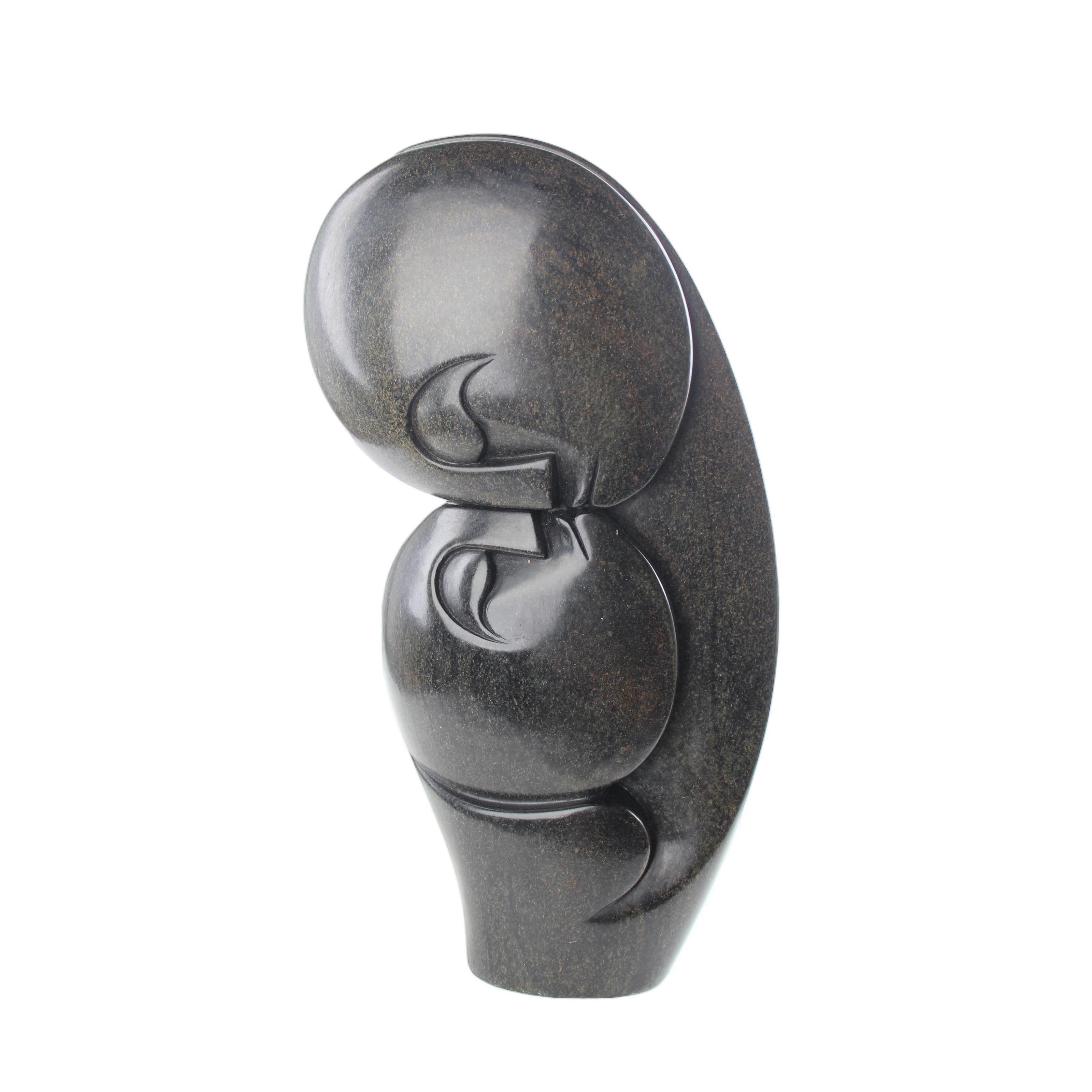 Shona Tribe Serpentine Stone Lovers ~15.7" Tall