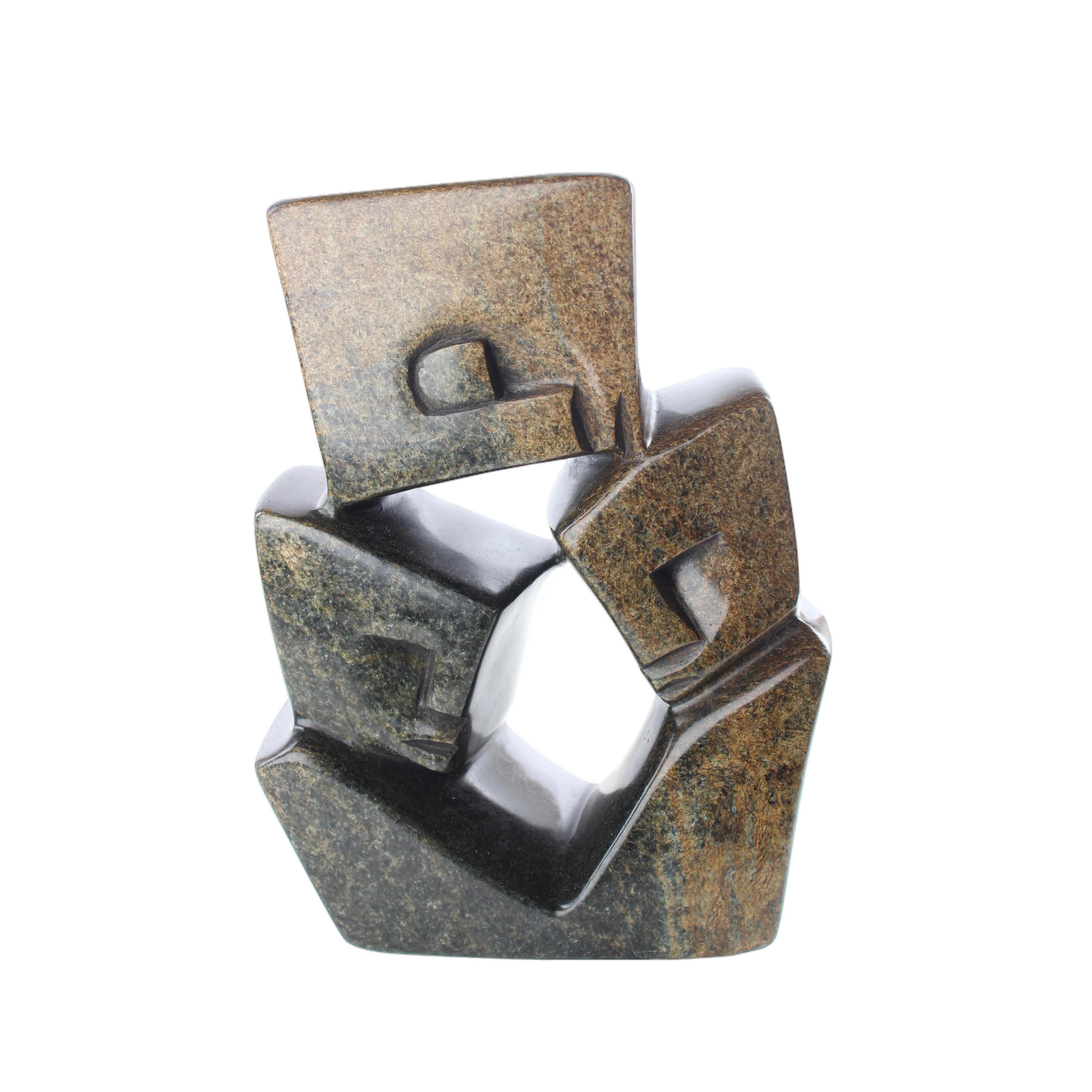 Shona Tribe Serpentine Stone Family Cubes ~8.3" Tall