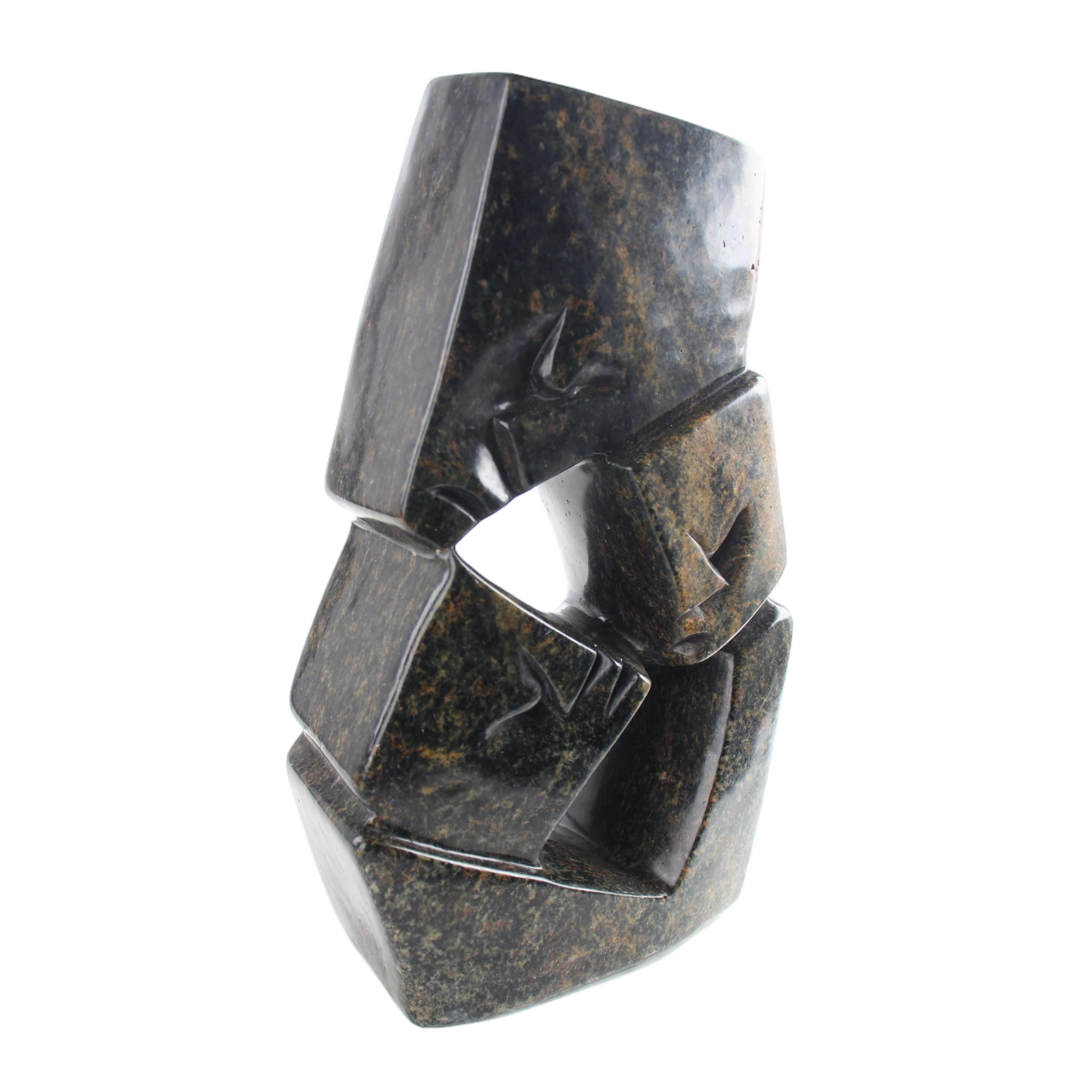 Shona Tribe Serpentine Stone Family Cubes ~11.8" Tall