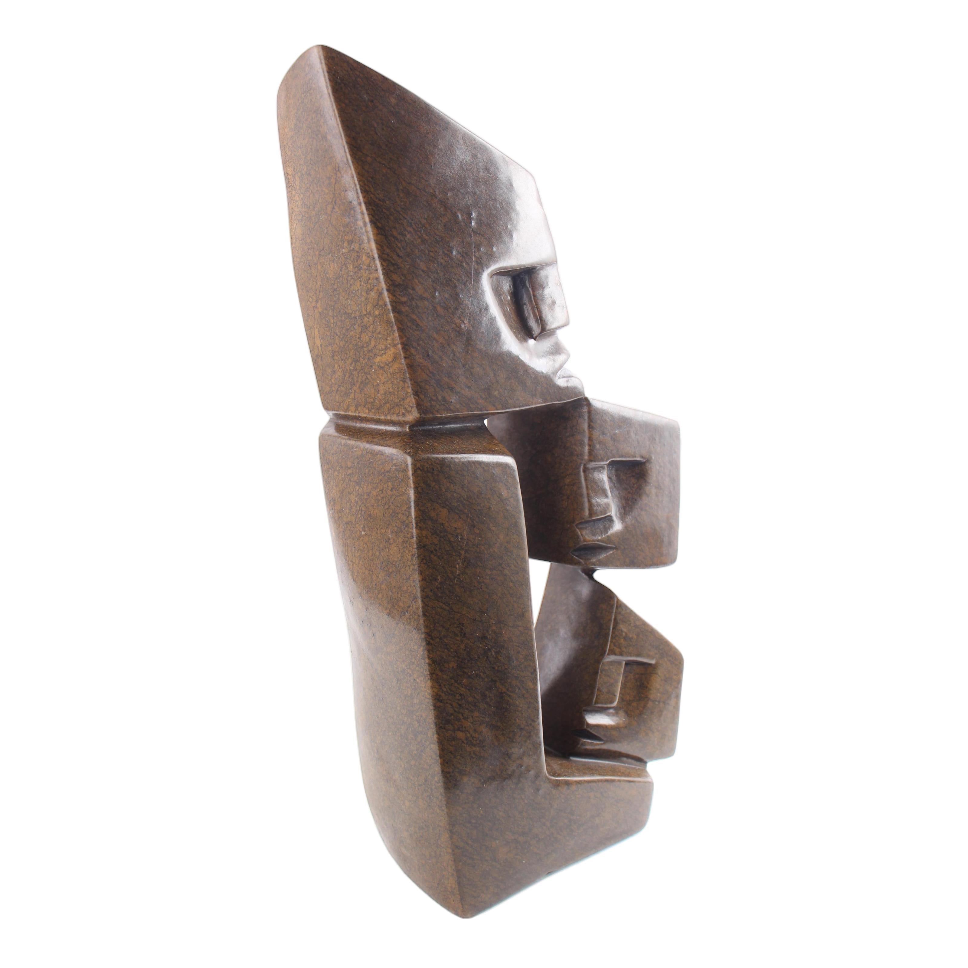 Shona Tribe Serpentine Stone Family Cubes ~16.1" Tall