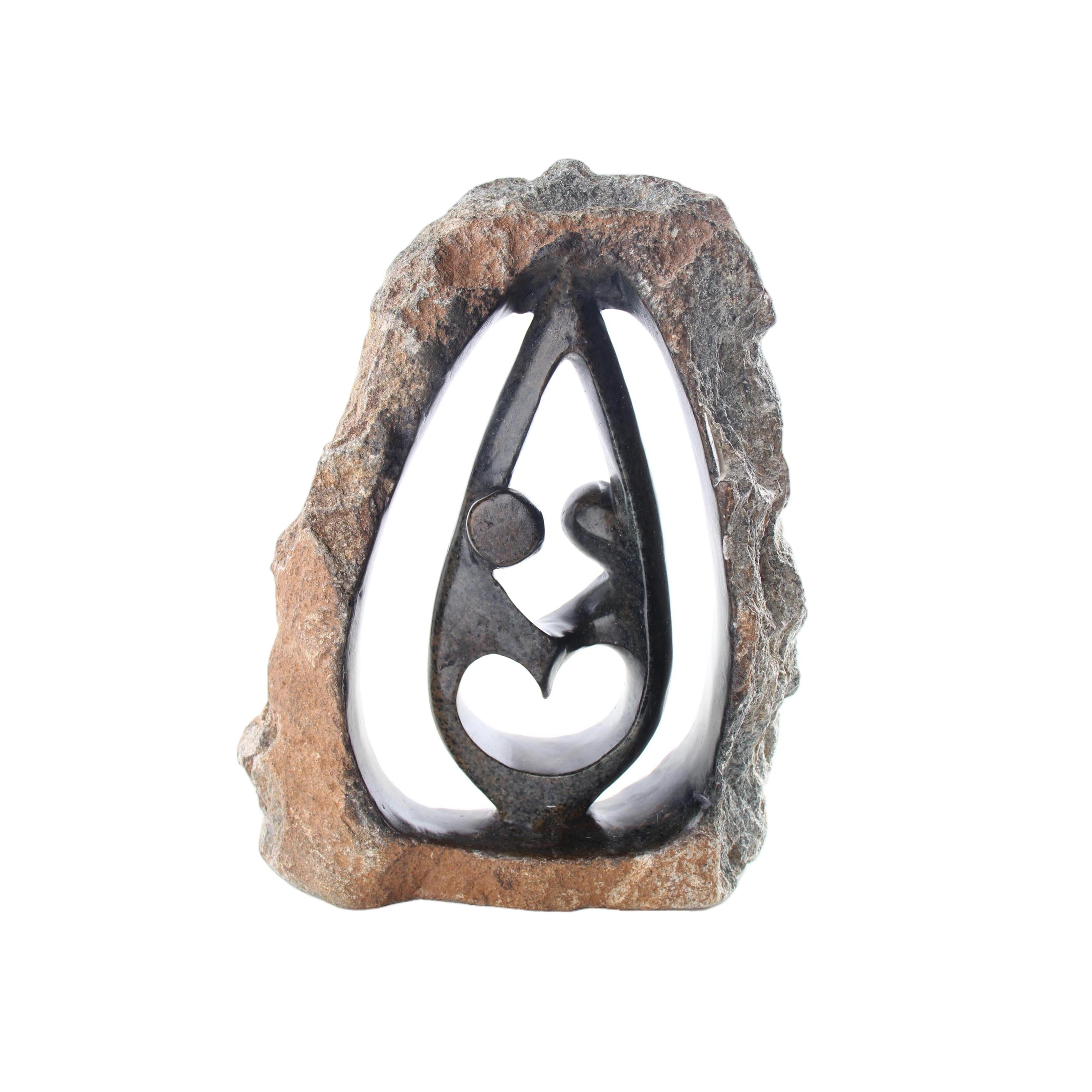 Shona Tribe Serpentine Stone Couples ~9.8" Tall