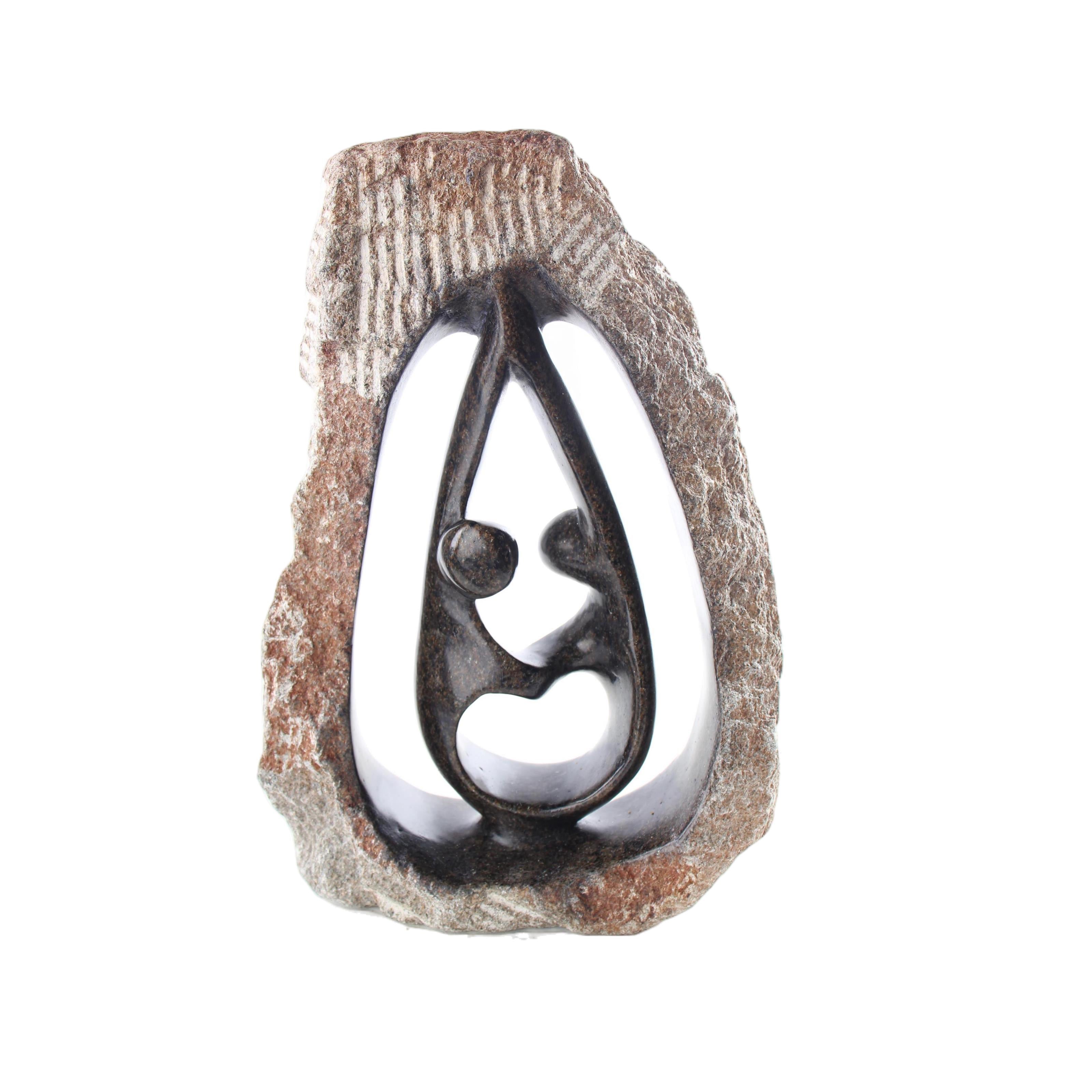 Shona Tribe Serpentine Stone Couples ~10.2" Tall