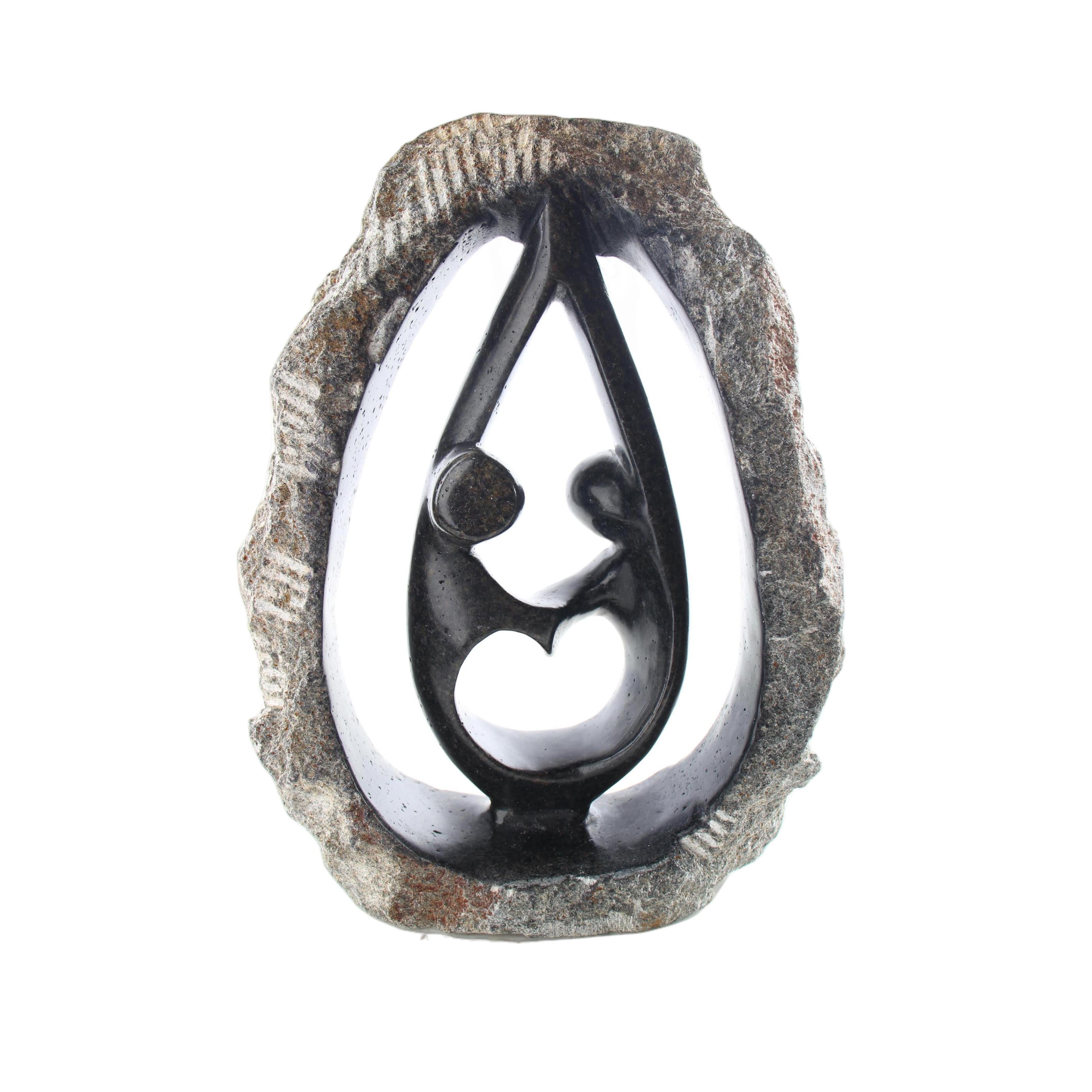 Shona Tribe Serpentine Stone Couples ~10.2" Tall
