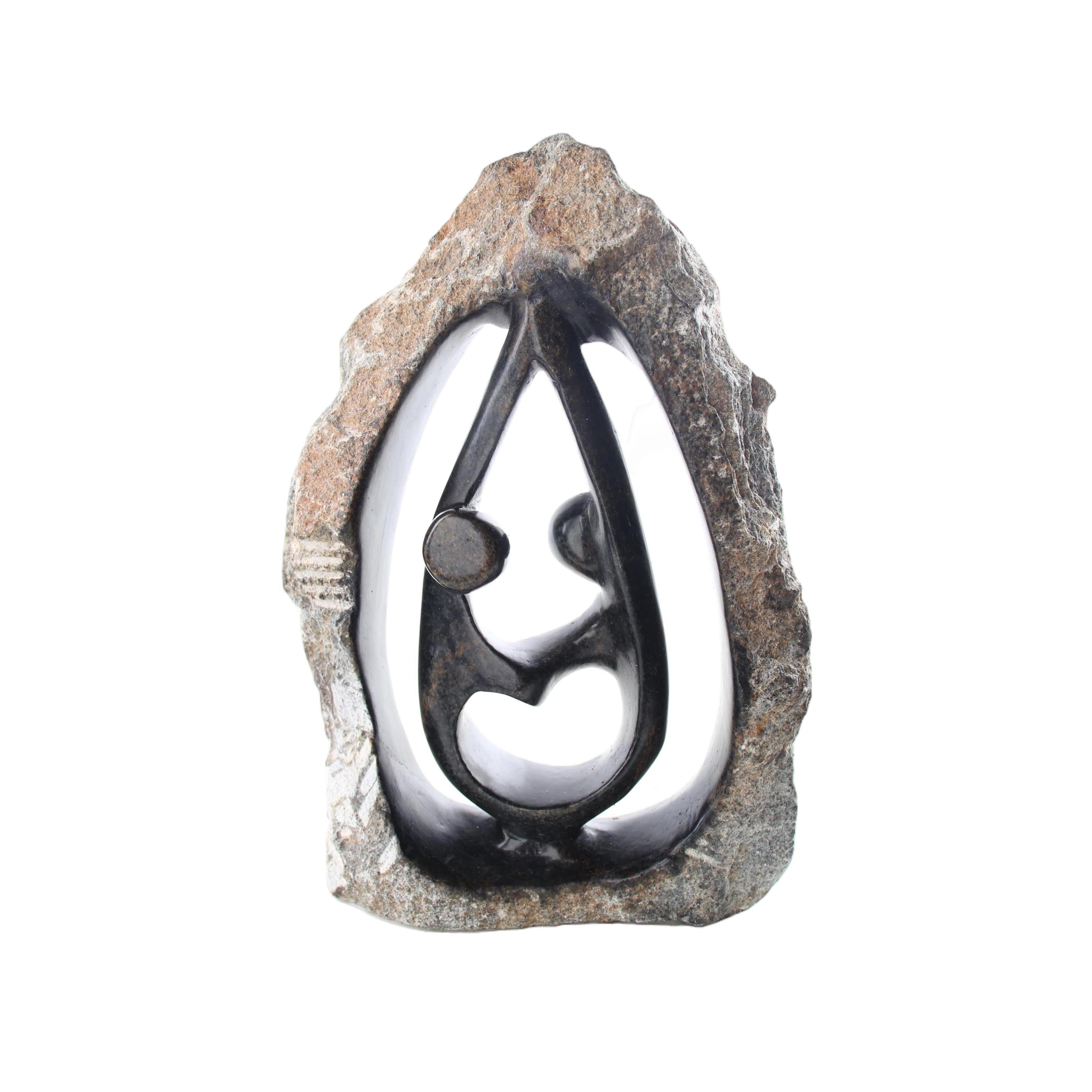 Shona Tribe Serpentine Stone Couples ~10.2" Tall