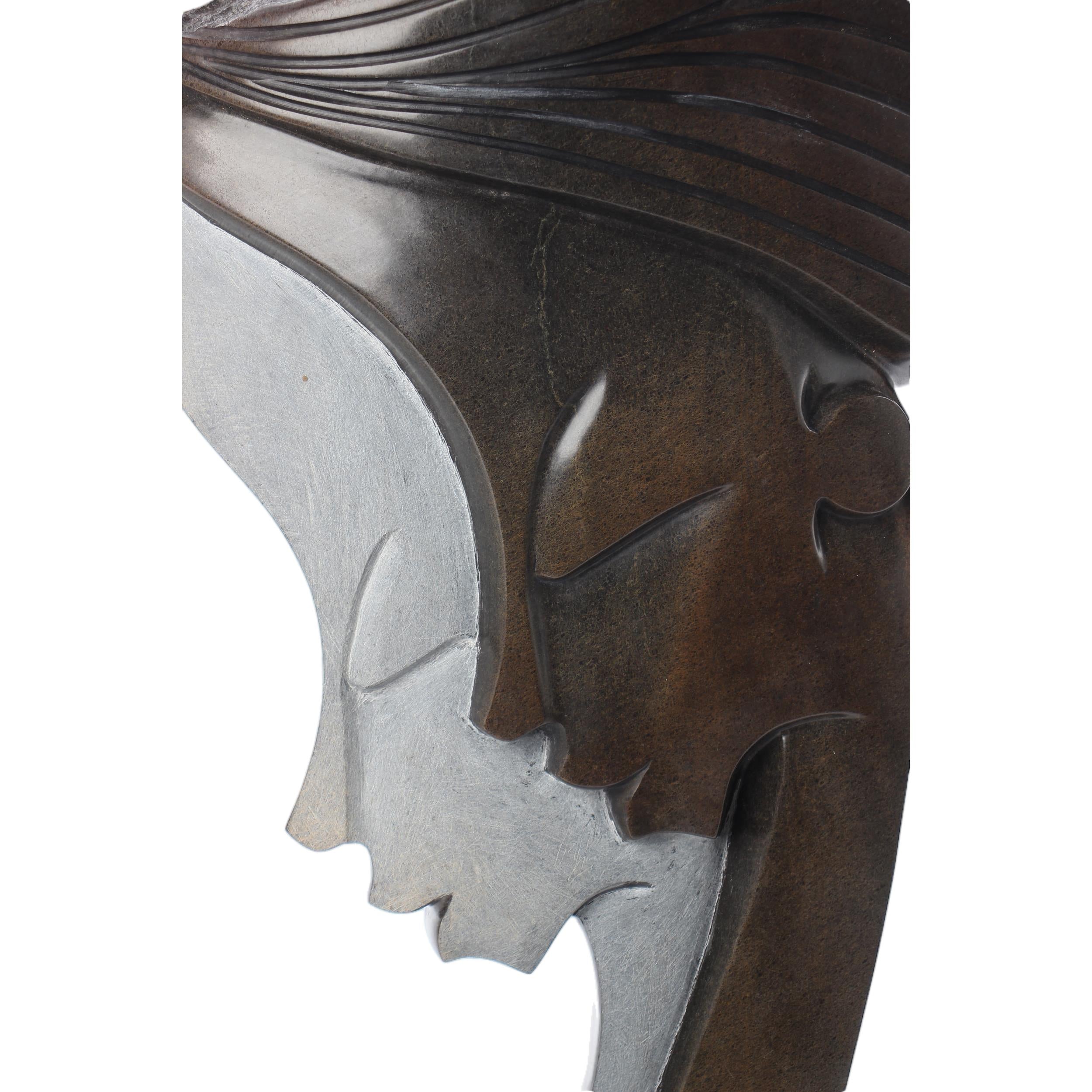 Shona Tribe Opal Stone Sisters ~26.8" Tall - Sculpture & Statuary